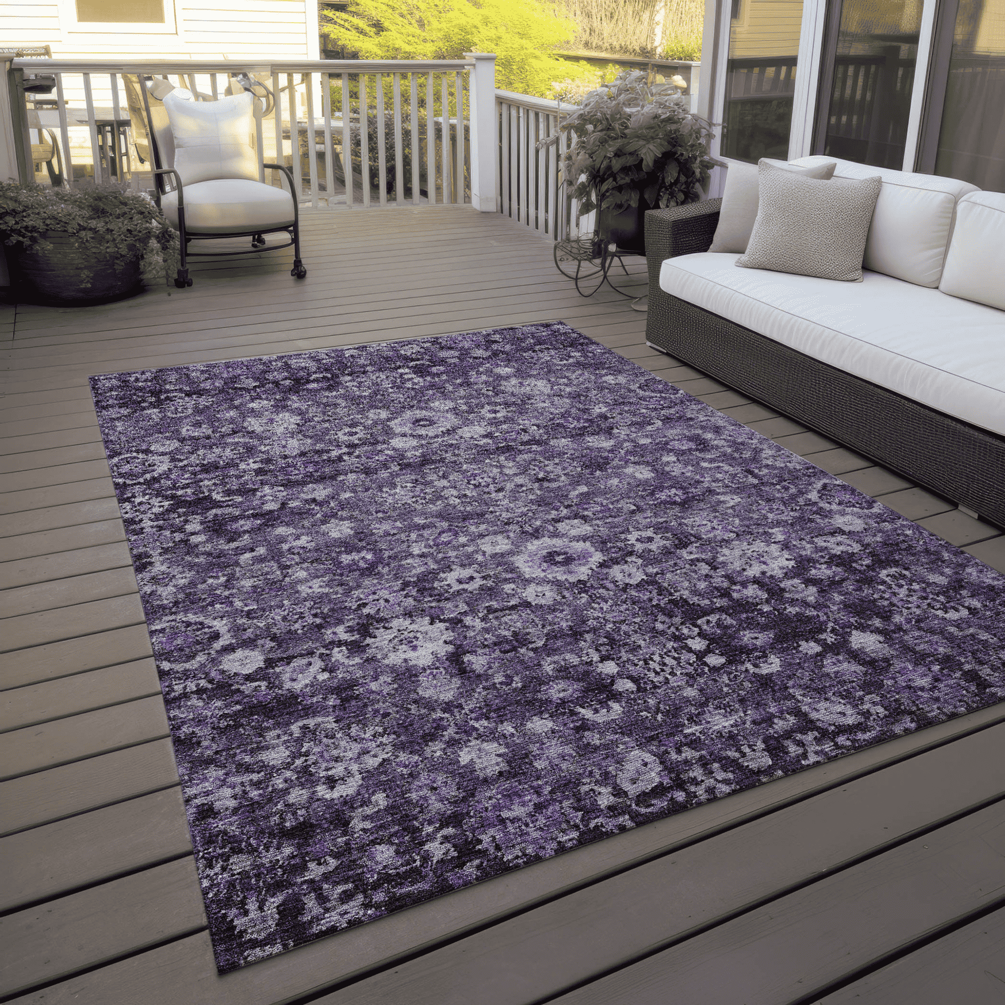 10' X 14' Purple Lilac And Lavender Oriental Washable Indoor Outdoor Area Rug - 1 - Sports & Outdoor