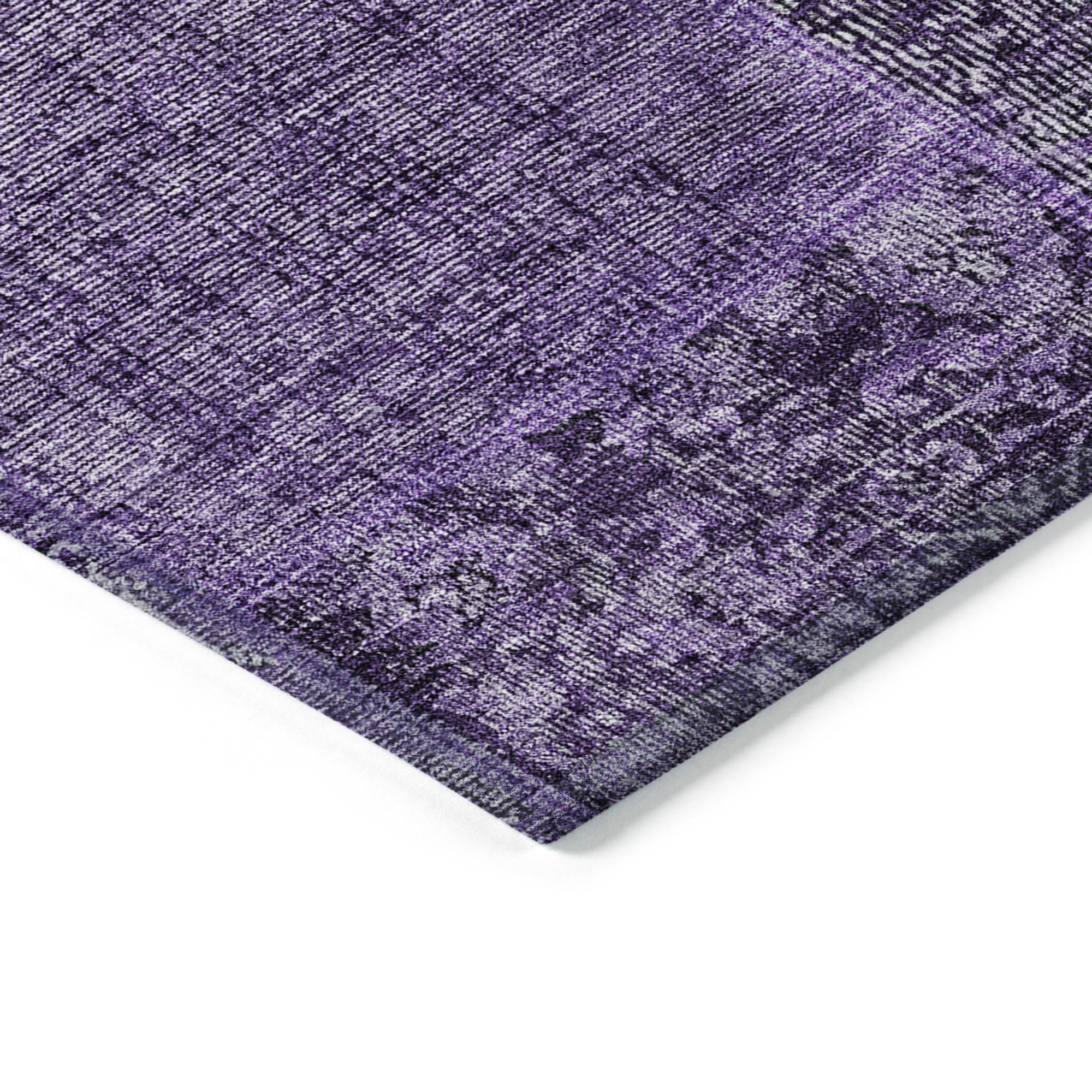 10' X 14' Eggplant Purple And Charcoal Patchwork Washable Indoor Outdoor Area Rug - 1 - Sports & Outdoor