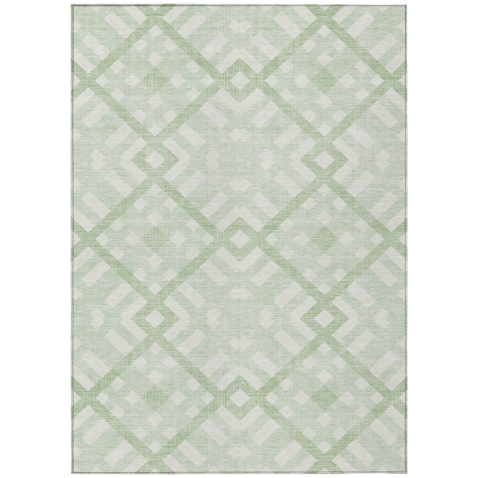 9' X 12' Mint Green And Ivory Geometric Washable Indoor Outdoor Area Rug Sports & Outdoor
