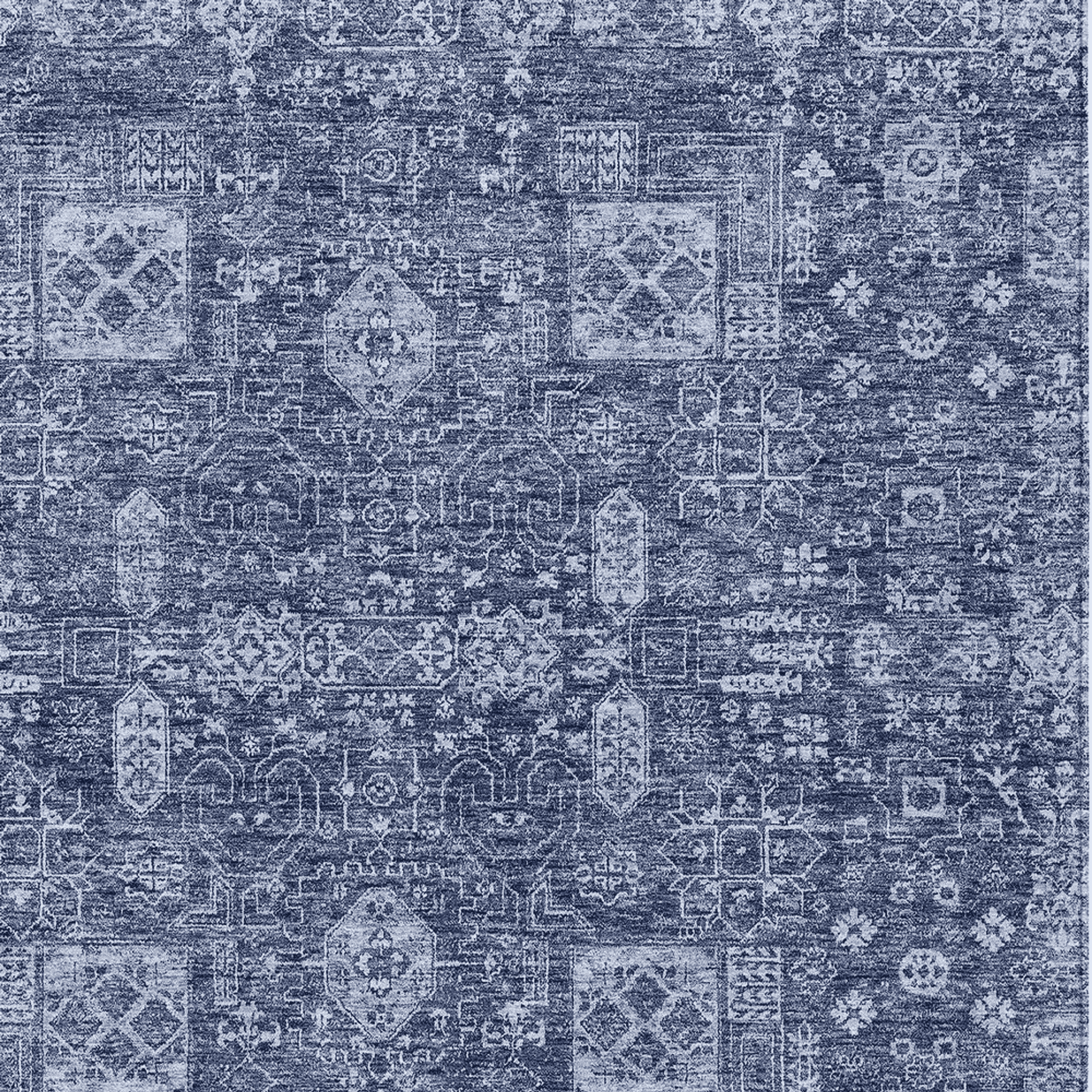 10' X 14' Navy Blue And Sky Blue Oriental Washable Indoor Outdoor Area Rug - 1 - Sports & Outdoor
