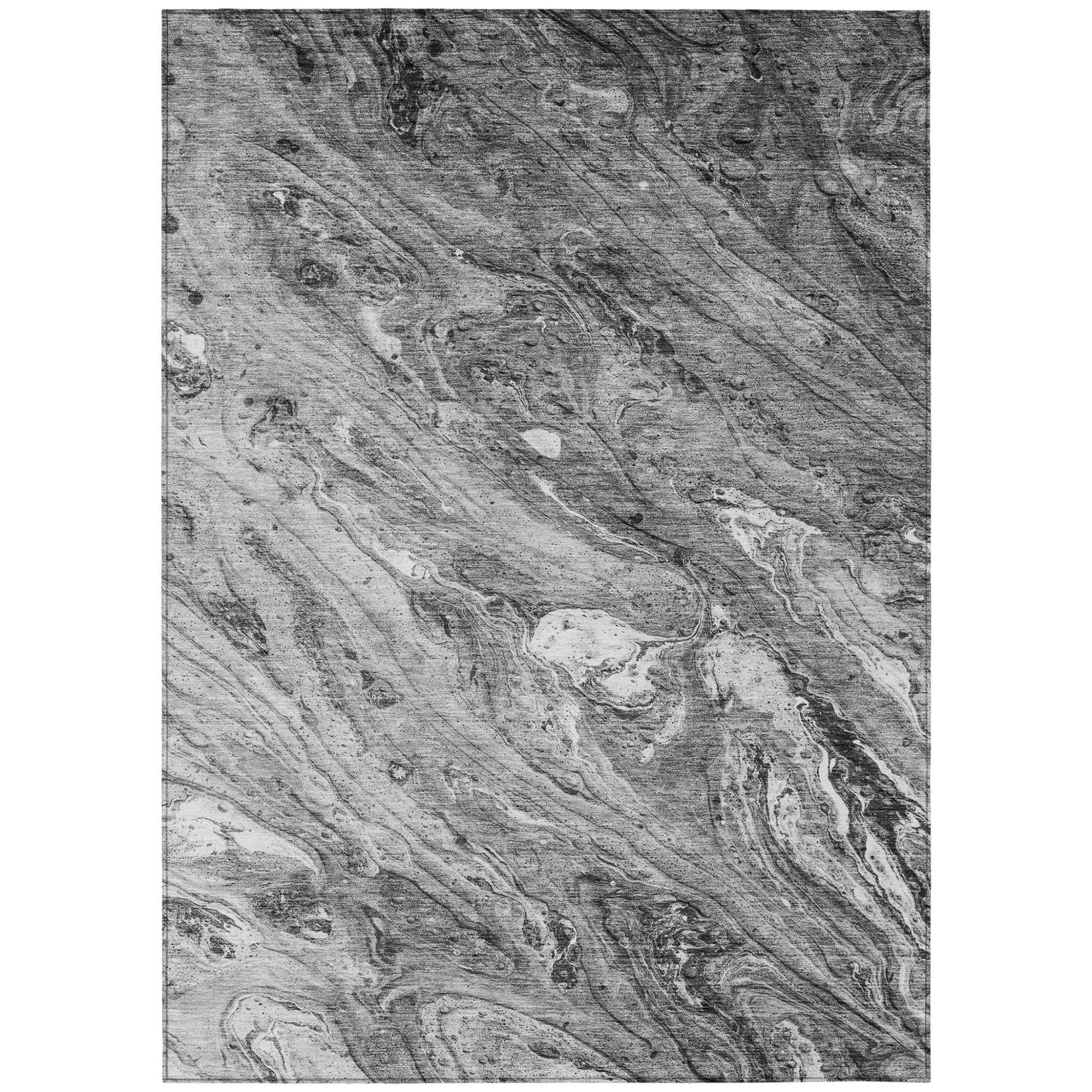 10' X 14' Gray Silver And Charcoal Abstract Washable Indoor Outdoor Area Rug - 1 - Sports & Outdoor