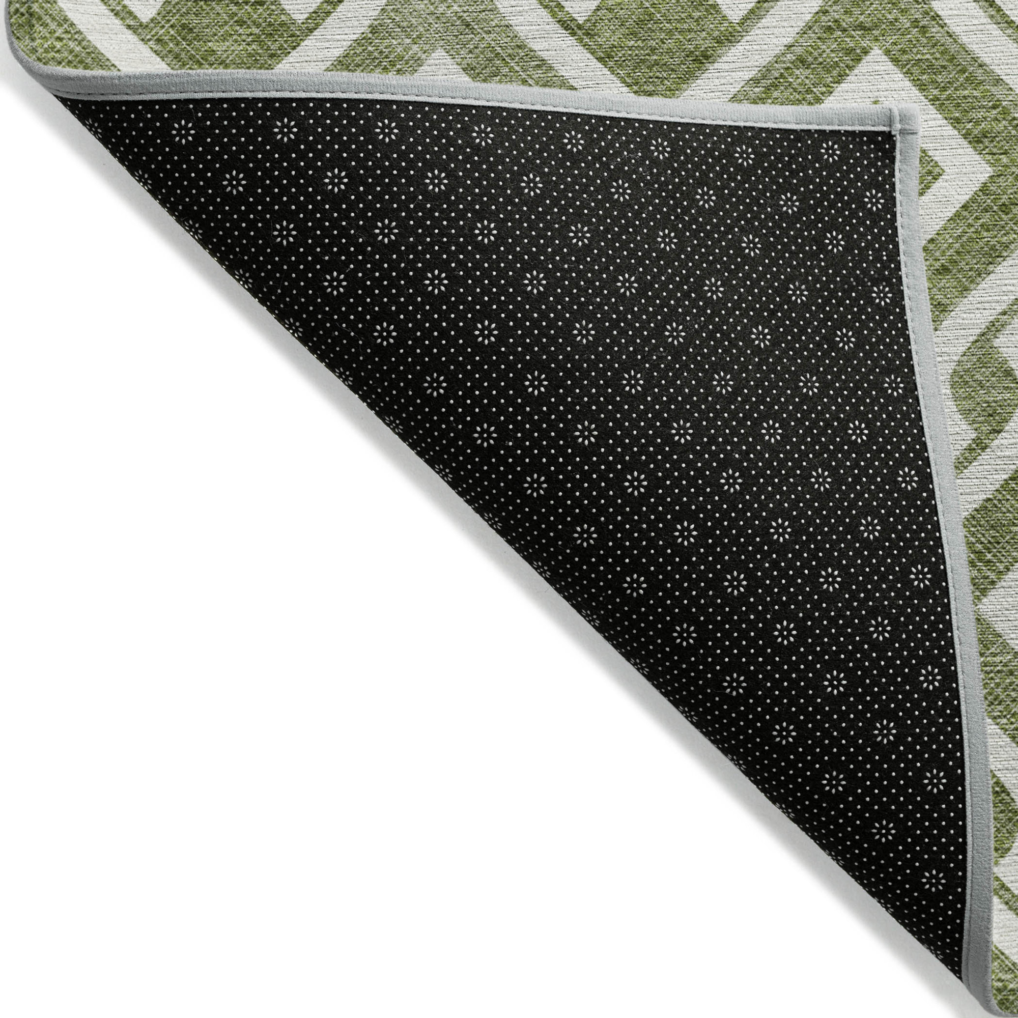 10' X 14' Olive Green And Ivory Geometric Washable Indoor Outdoor Area Rug - 1 - Sports & Outdoor
