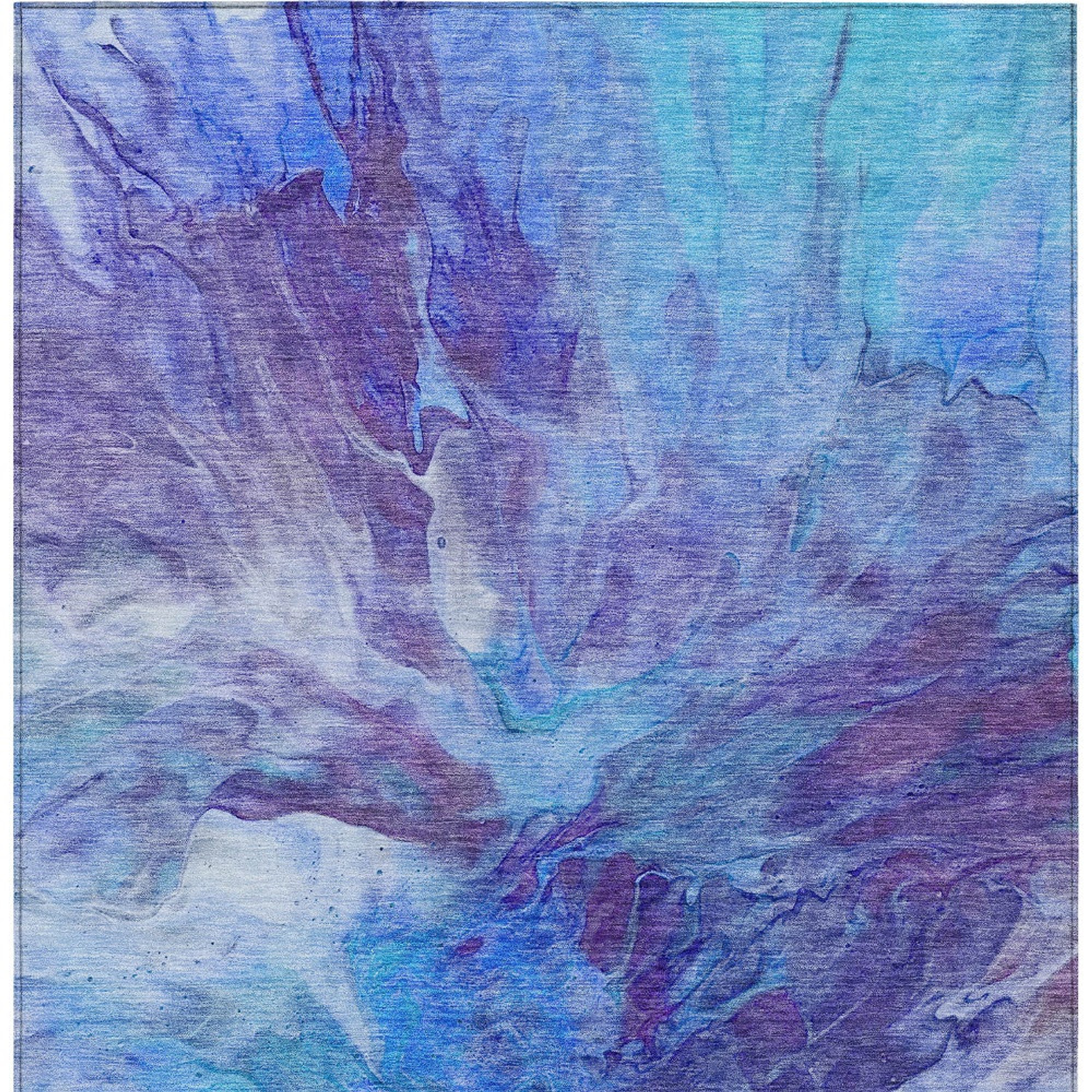 10' X 14' Purple And Navy Blue Abstract Washable Indoor Outdoor Area Rug - 1 - Sports & Outdoor