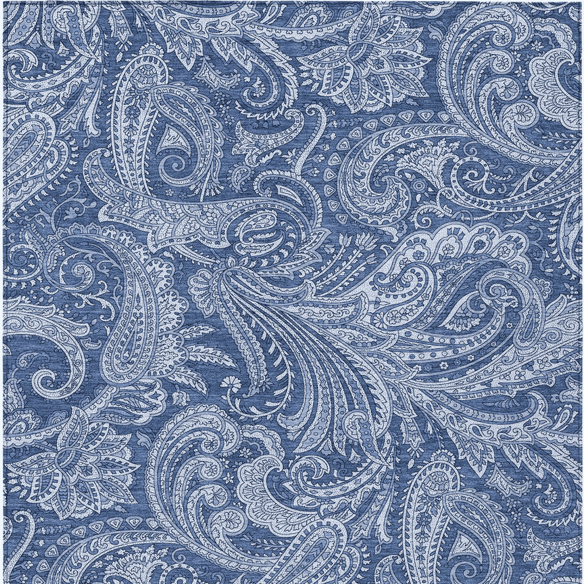 10' X 14' Navy Blue And Denim Blue Paisley Washable Indoor Outdoor Area Rug - 1 - Sports & Outdoor