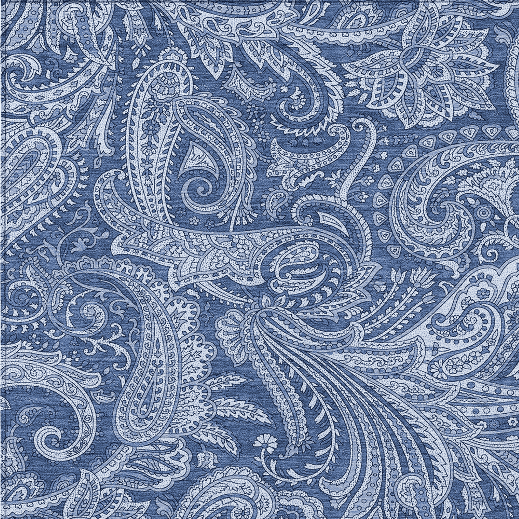 10' X 14' Navy Blue And Denim Blue Paisley Washable Indoor Outdoor Area Rug - 1 - Sports & Outdoor