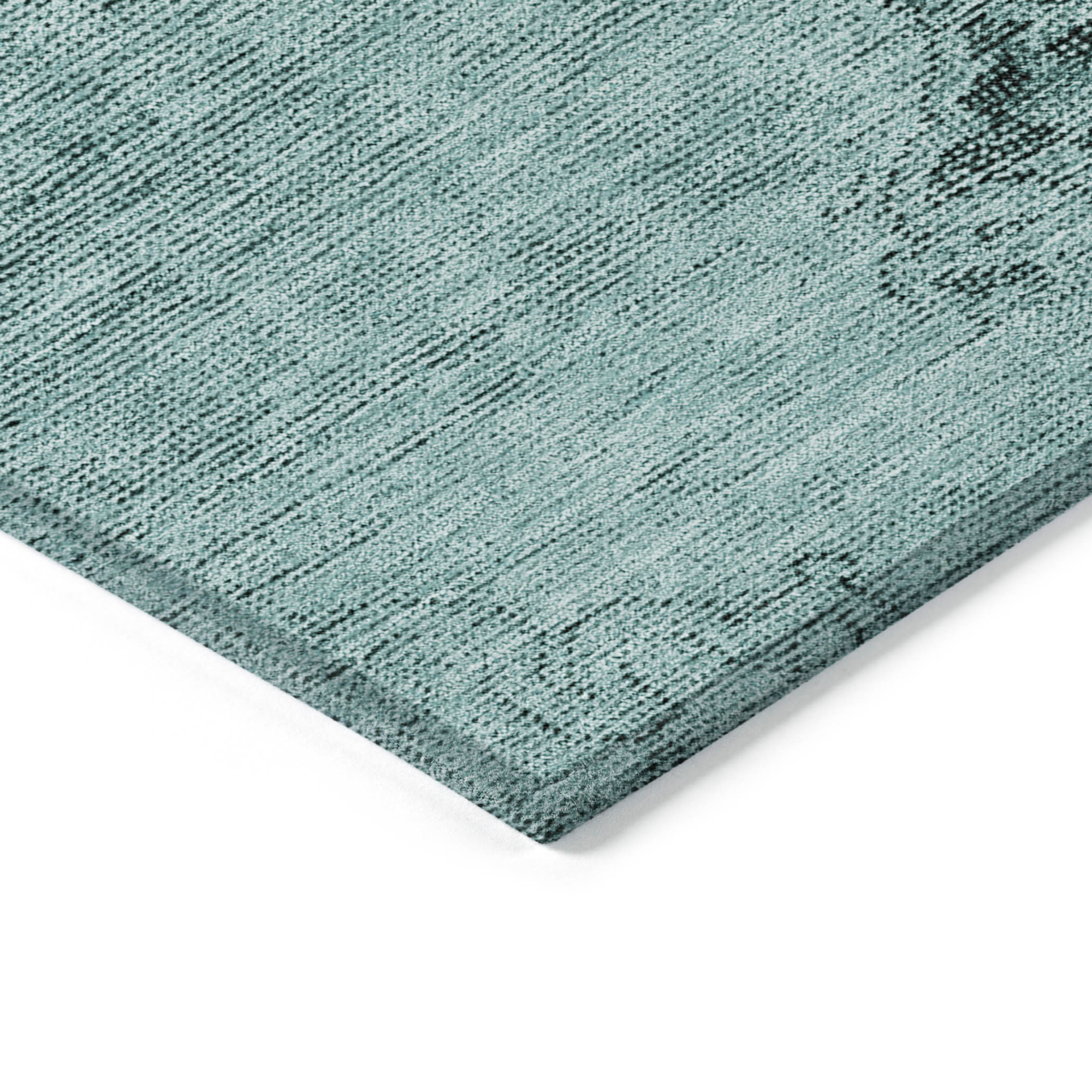 10' X 14' Teal Blue Turquoise And Charcoal Oriental Washable Indoor Outdoor Area Rug - 1 - Sports & Outdoor