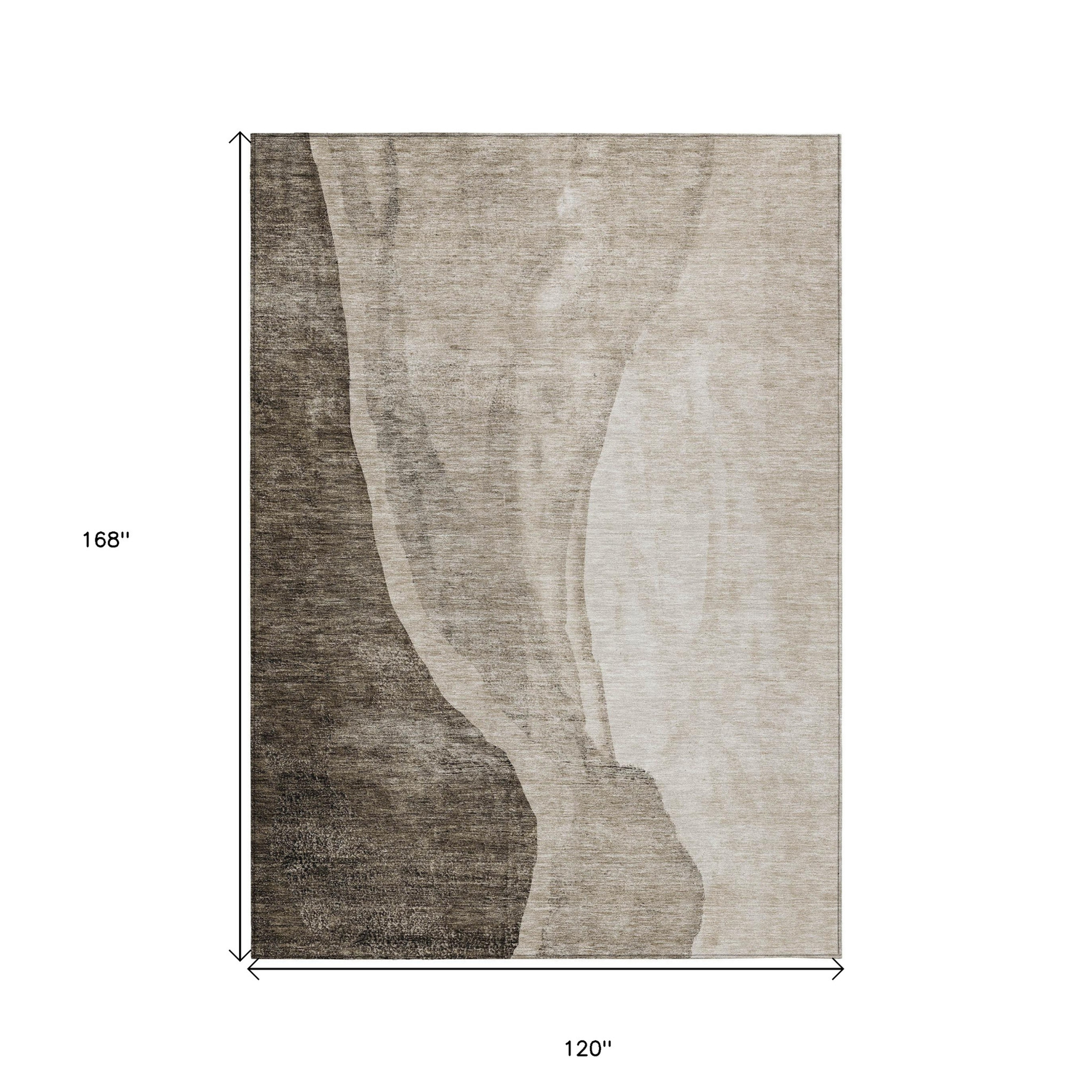 10' X 14' Taupe And Brown Abstract Washable Indoor Outdoor Area Rug - 1 - Sports & Outdoor