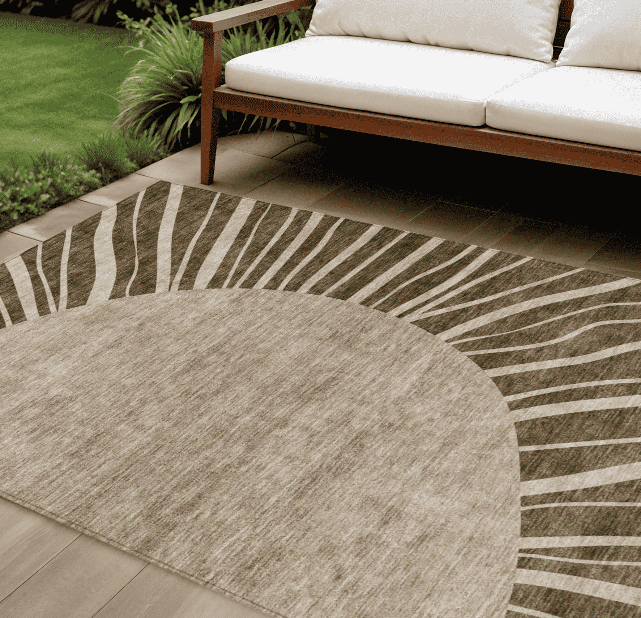 10' X 14' Brown Taupe And Beige Abstract Washable Indoor Outdoor Area Rug - 1 - Sports & Outdoor