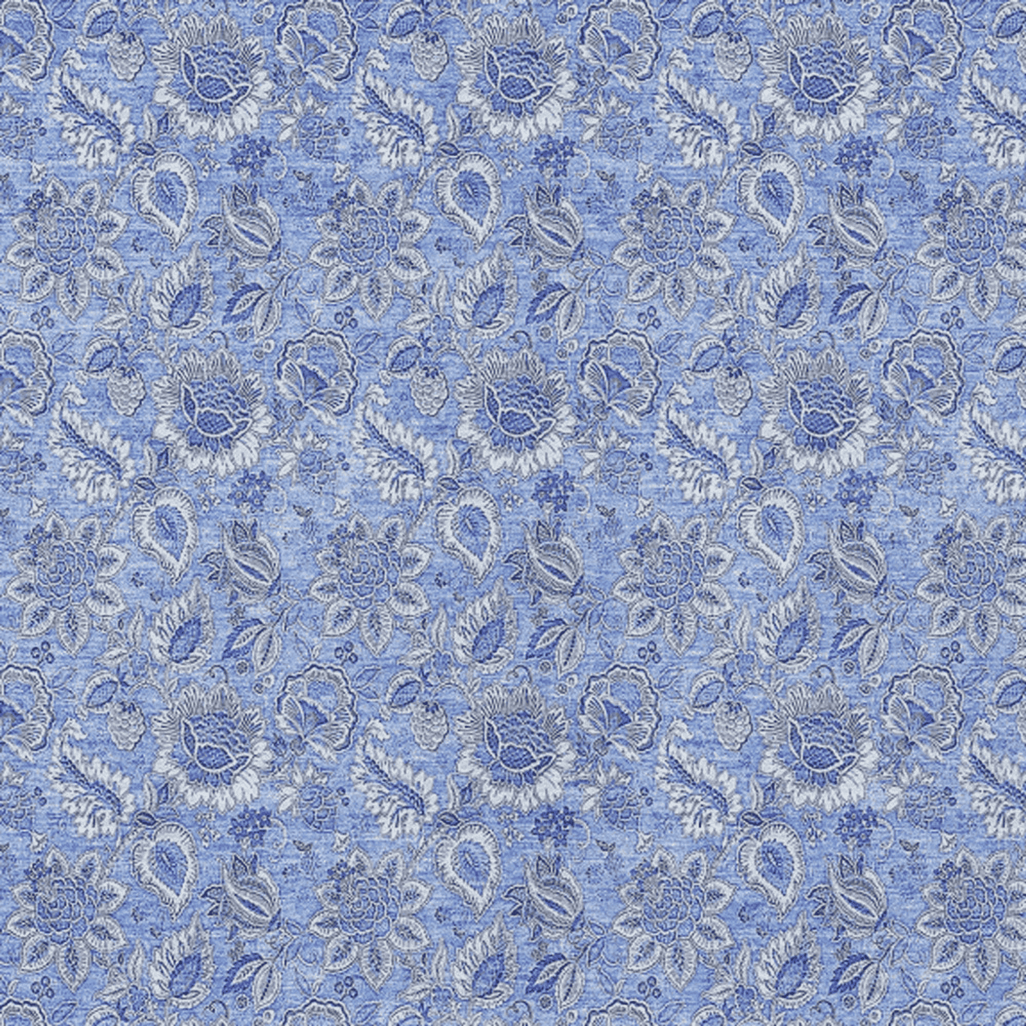 10' X 14' Navy Blue And Denim Blue Floral Washable Indoor Outdoor Area Rug - 1 - Sports & Outdoor
