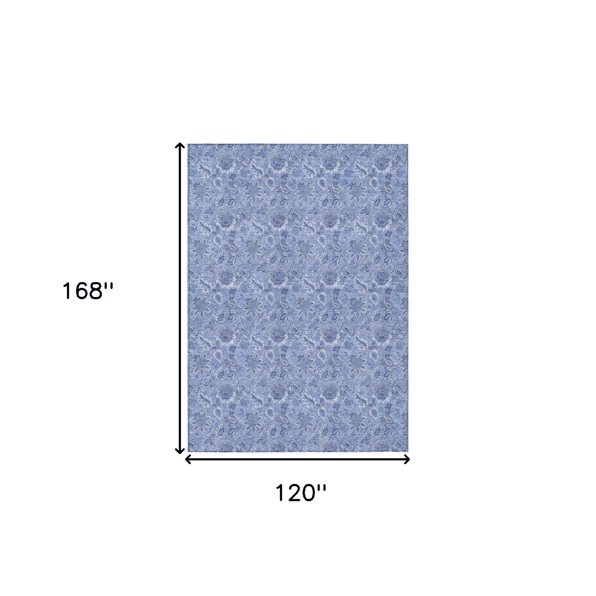 10' X 14' Navy Blue And Denim Blue Floral Washable Indoor Outdoor Area Rug - 1 - Sports & Outdoor
