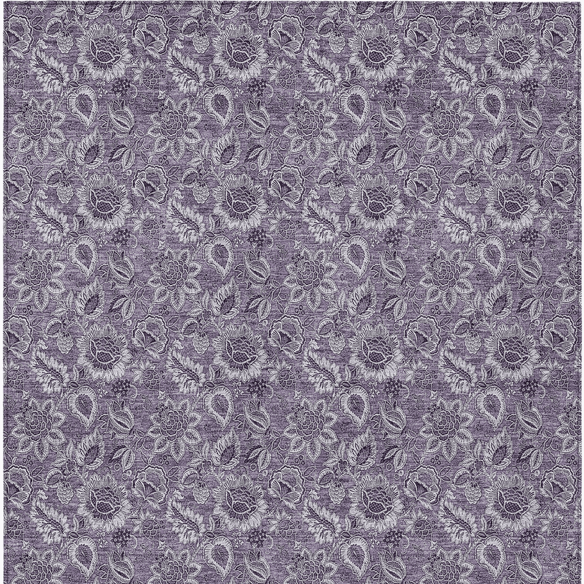 10' X 14' Purple Lilac And Lavender Floral Washable Indoor Outdoor Area Rug - 1 - Sports & Outdoor