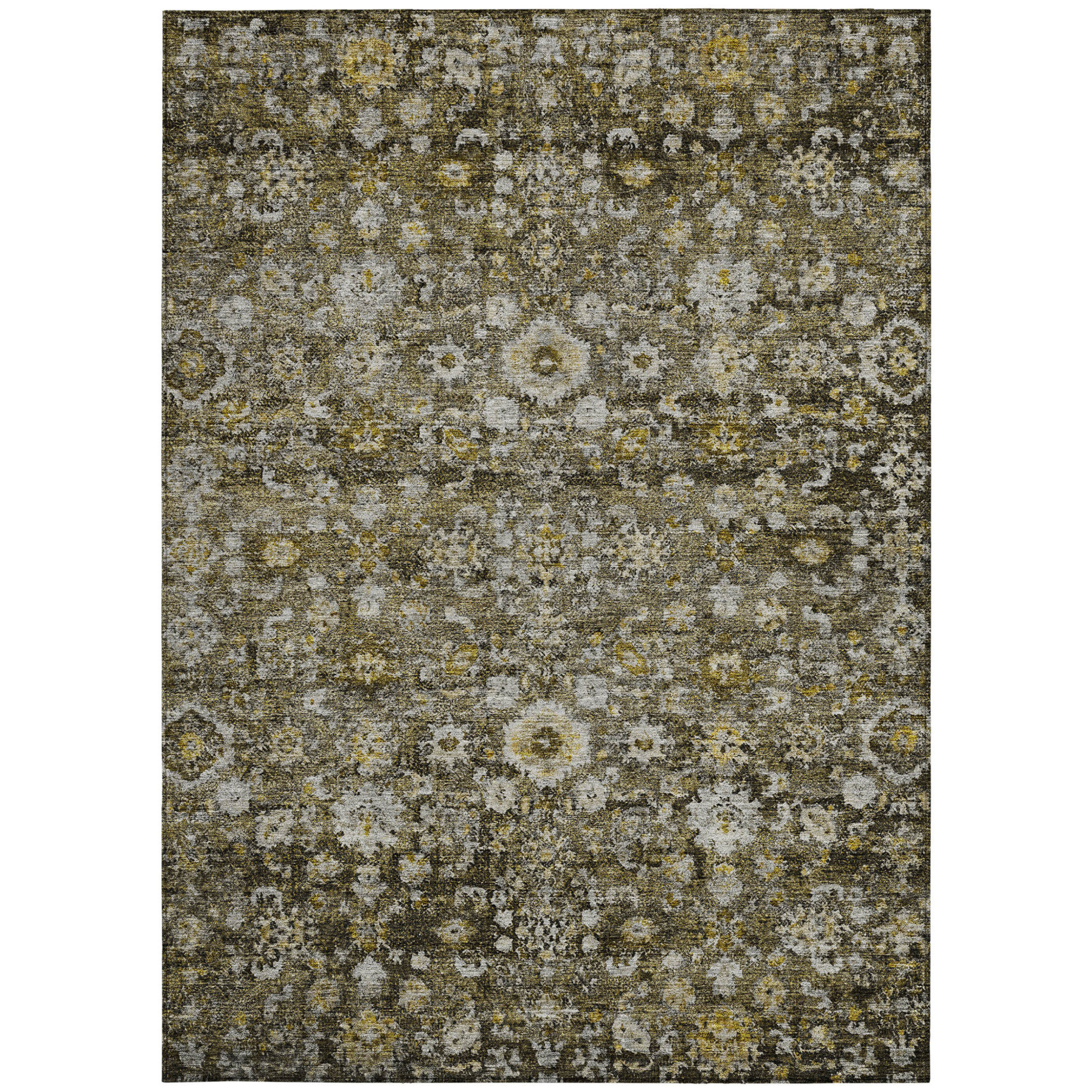 10' X 14' Brown And Beige Oriental Washable Indoor Outdoor Area Rug - 1 - Sports & Outdoor