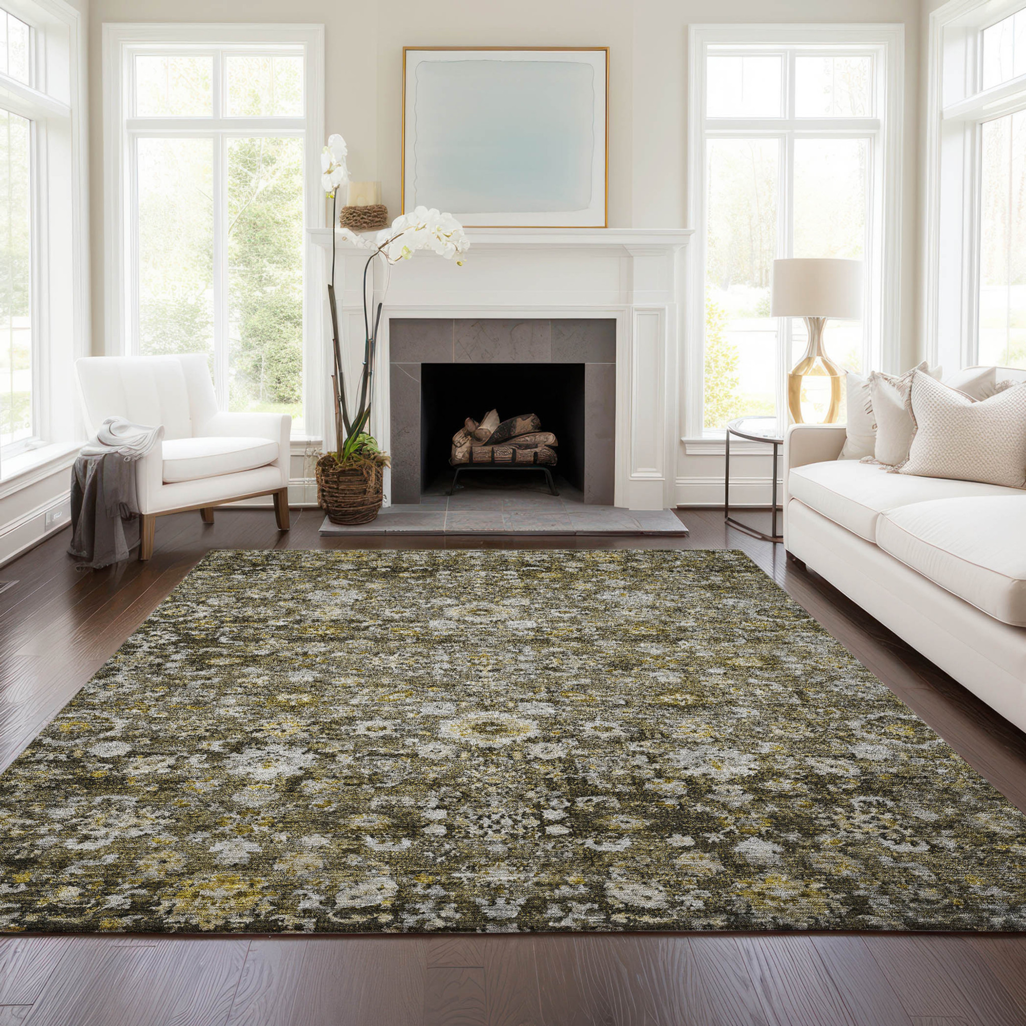 10' X 14' Brown And Beige Oriental Washable Indoor Outdoor Area Rug - 1 - Sports & Outdoor