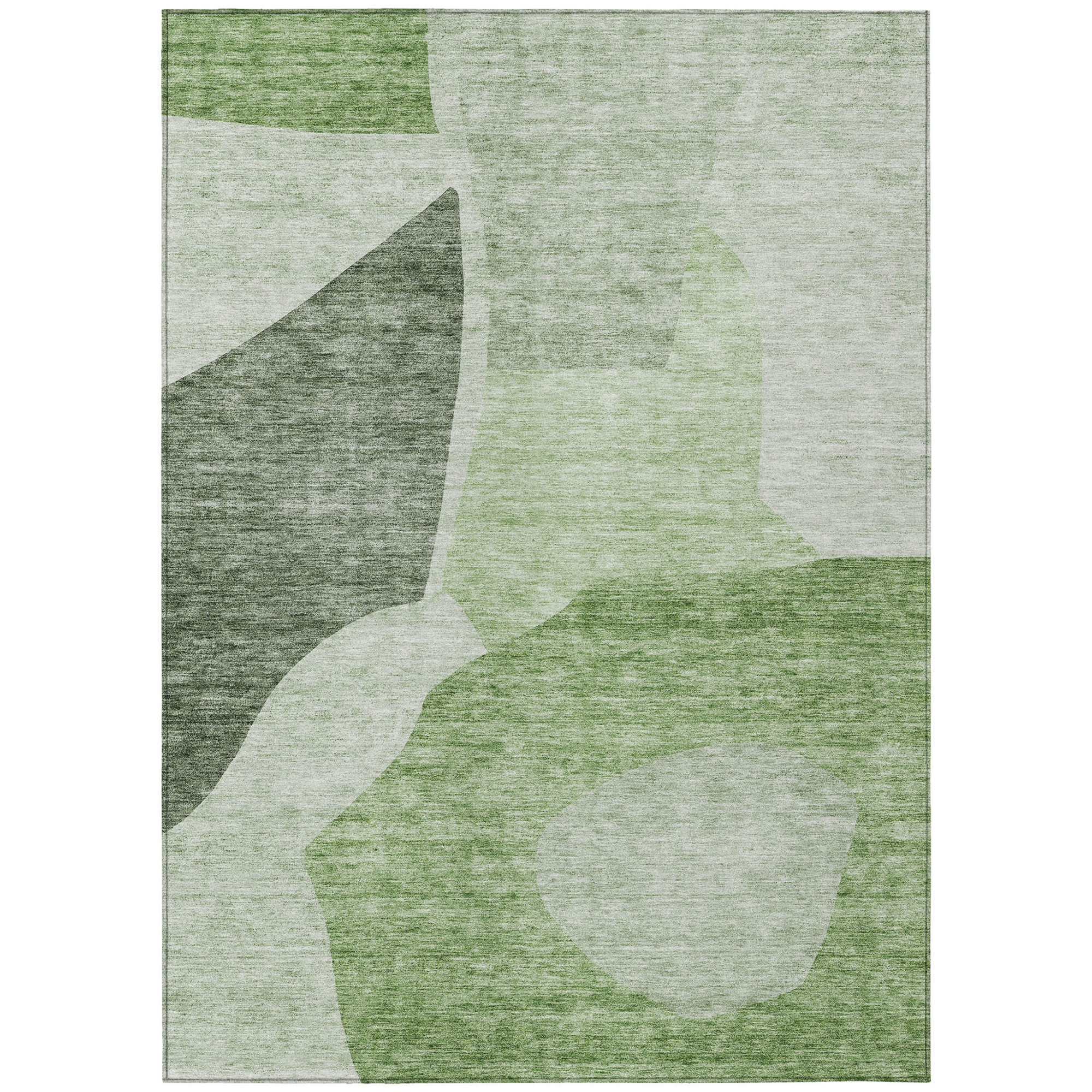 10' X 14' Olive Green And Fern Green Abstract Washable Indoor Outdoor Area Rug - 1 - Sports & Outdoor