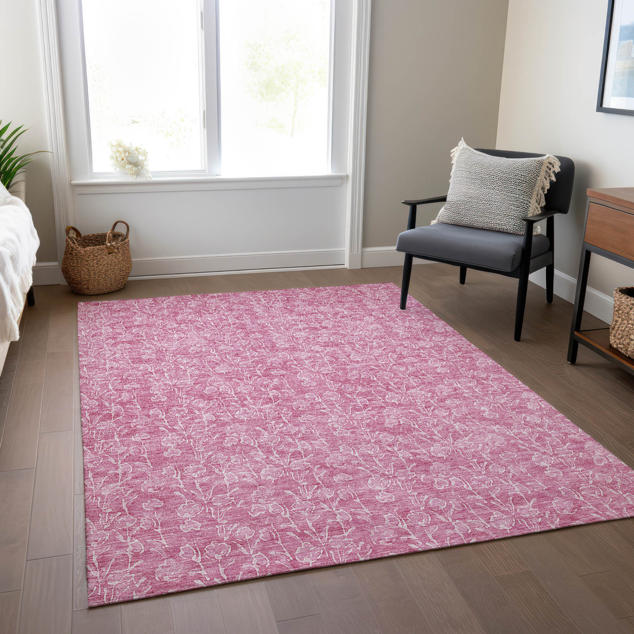 10' X 14' Blush And Ivory Floral Washable Indoor Outdoor Area Rug - 1 - Sports & Outdoor