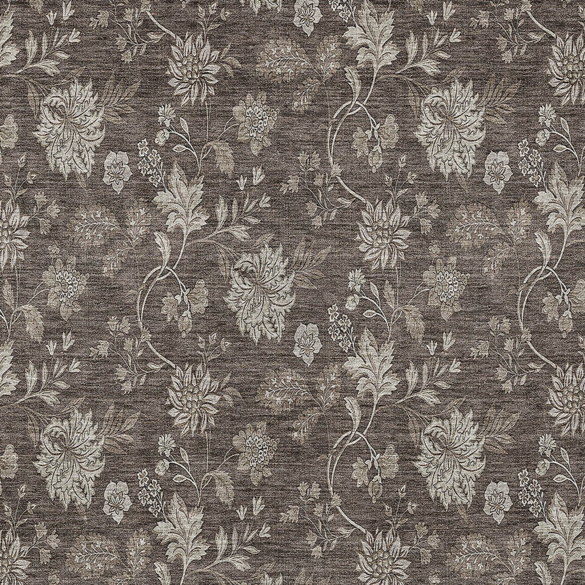 10' X 14' Chocolate Beige And Taupe Floral Washable Indoor Outdoor Area Rug - 1 - Sports & Outdoor