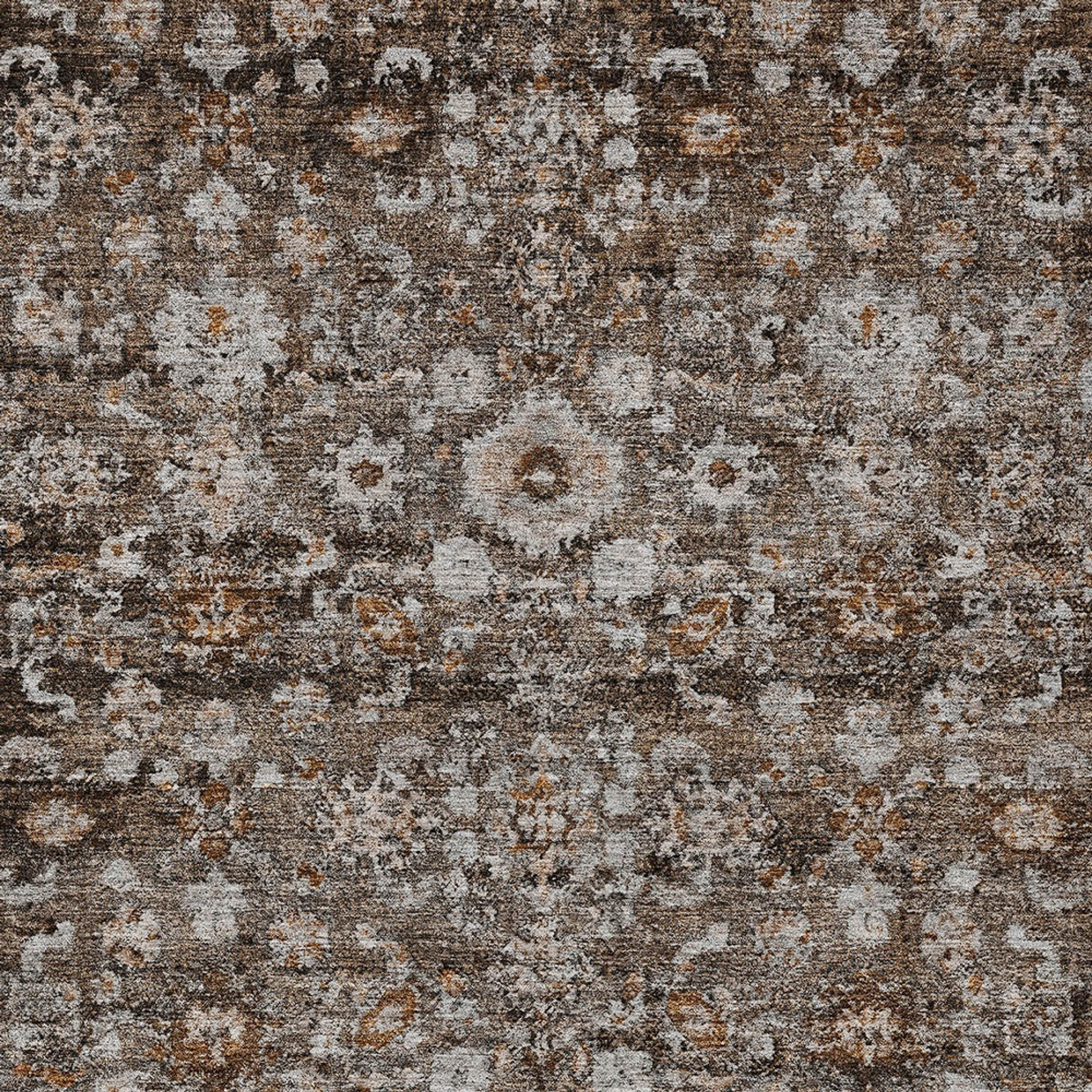 10' X 14' Dark Brown Brown And Taupe Oriental Washable Indoor Outdoor Area Rug - 1 - Sports & Outdoor