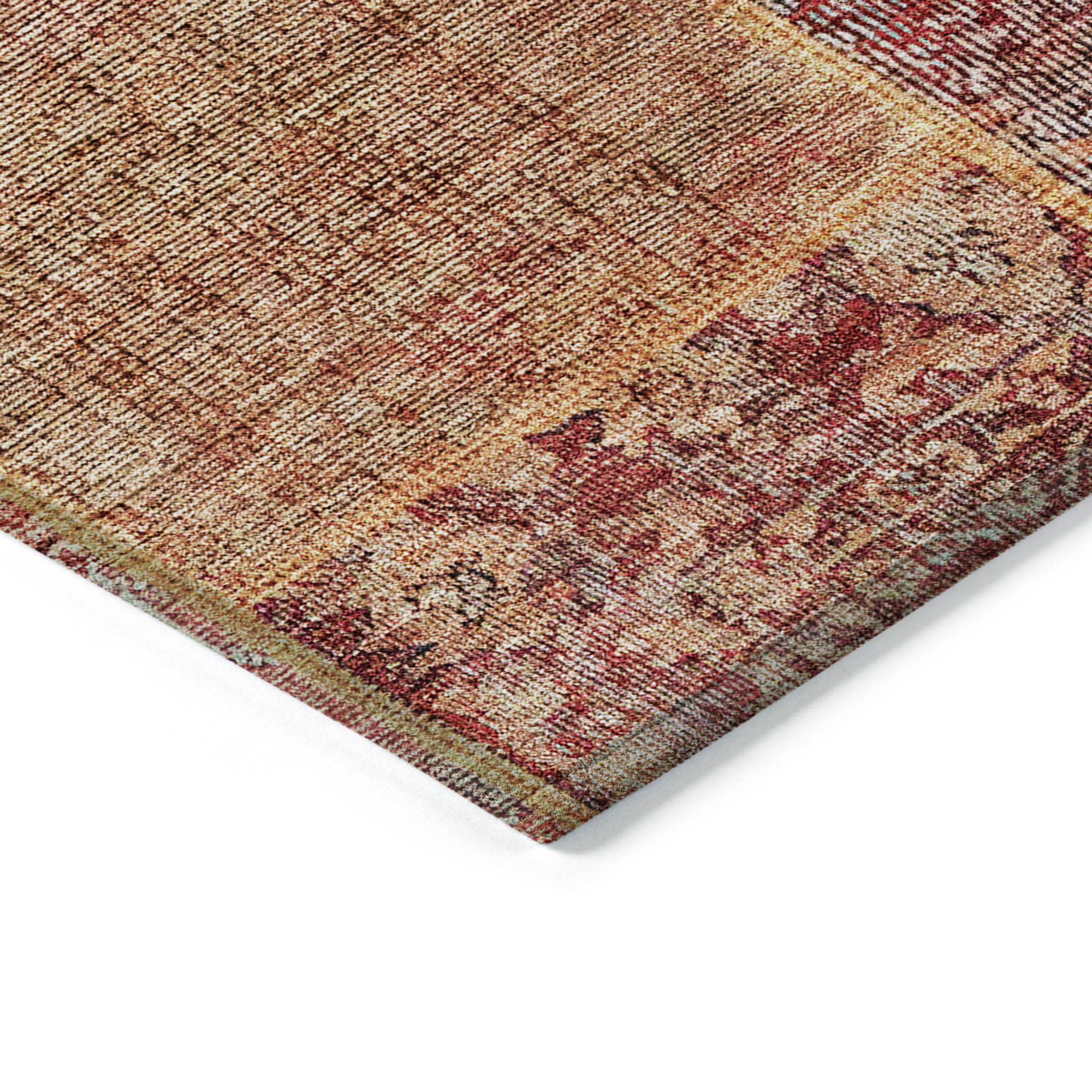 10' X 14' Red Orange And Blue Patchwork Washable Indoor Outdoor Area Rug - 1 - Sports & Outdoor