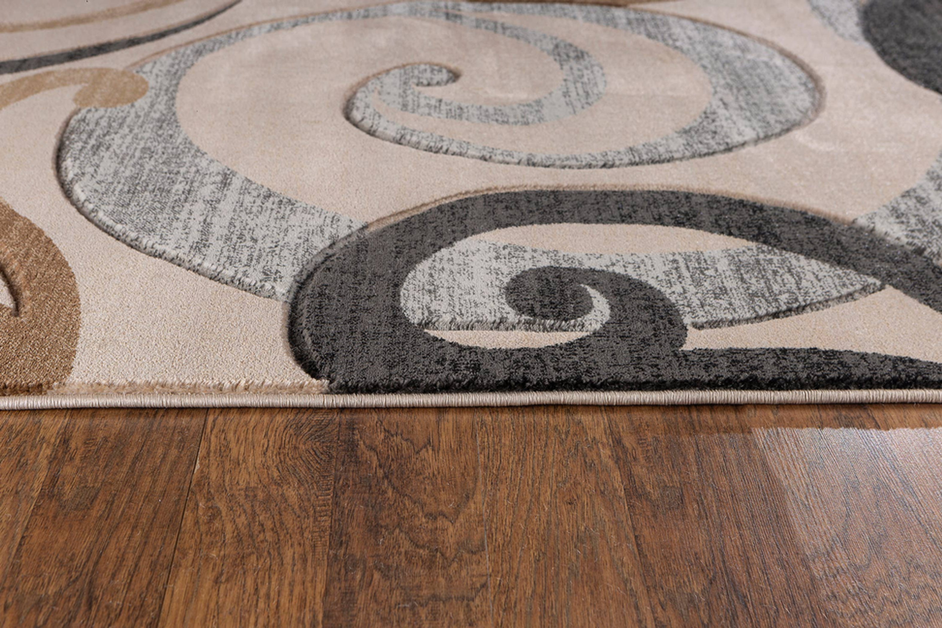 3'8" x 5'6" Beige Swirls Hand-Carved Soft Contemporary Rug - Grey / 1 / 3'8" x 5'6" - Home & Garden