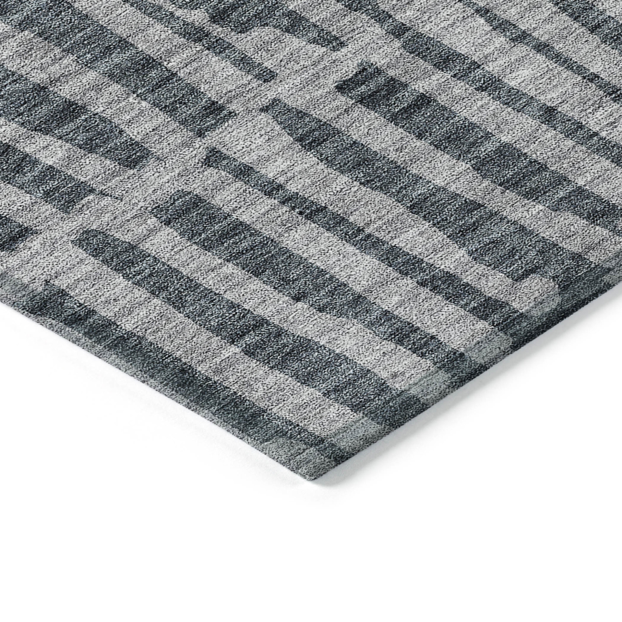 10' X 14' Charcoal And Gray Striped Washable Indoor Outdoor Area Rug - 1 - Sports & Outdoor