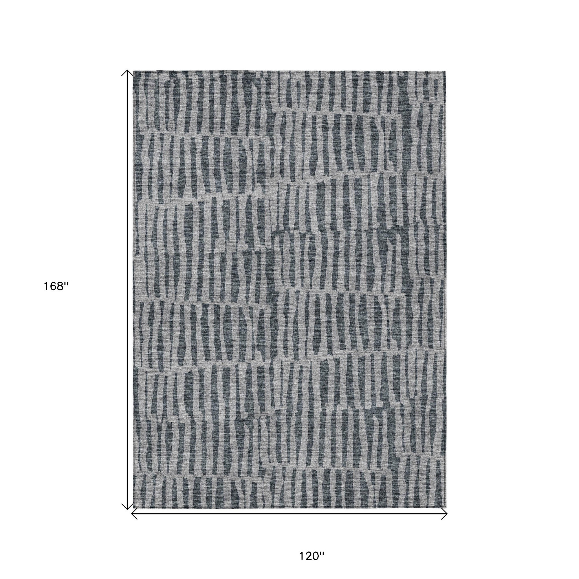 10' X 14' Charcoal And Gray Striped Washable Indoor Outdoor Area Rug - 1 - Sports & Outdoor