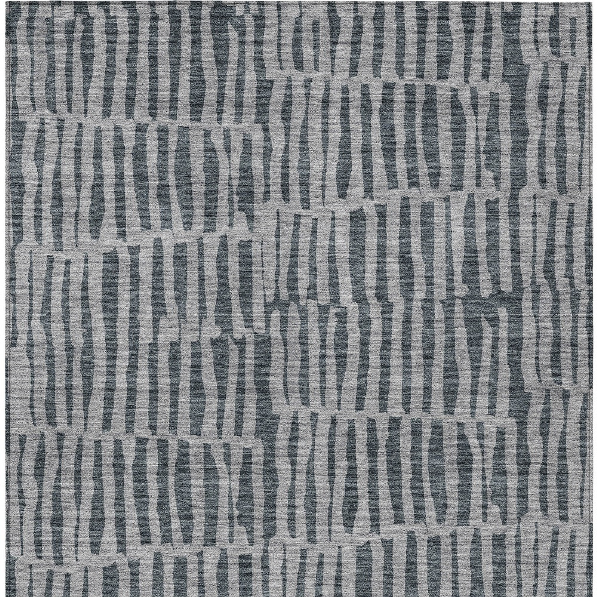 10' X 14' Charcoal And Gray Striped Washable Indoor Outdoor Area Rug - 1 - Sports & Outdoor