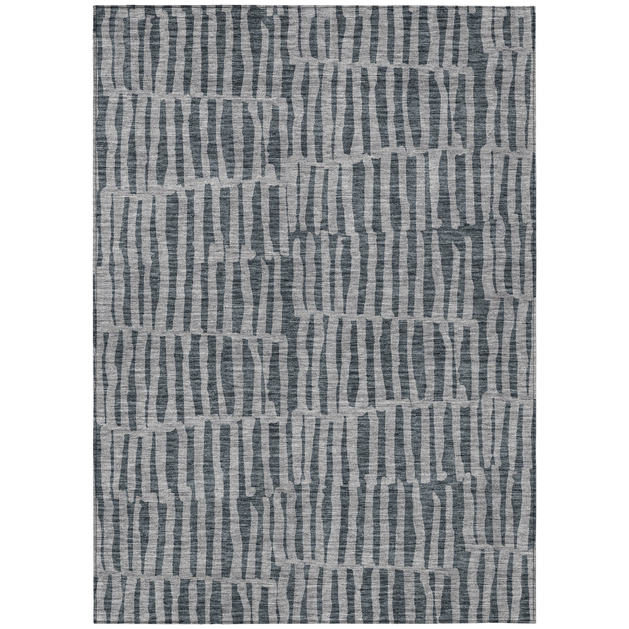 10' X 14' Charcoal And Gray Striped Washable Indoor Outdoor Area Rug - 1 - Sports & Outdoor