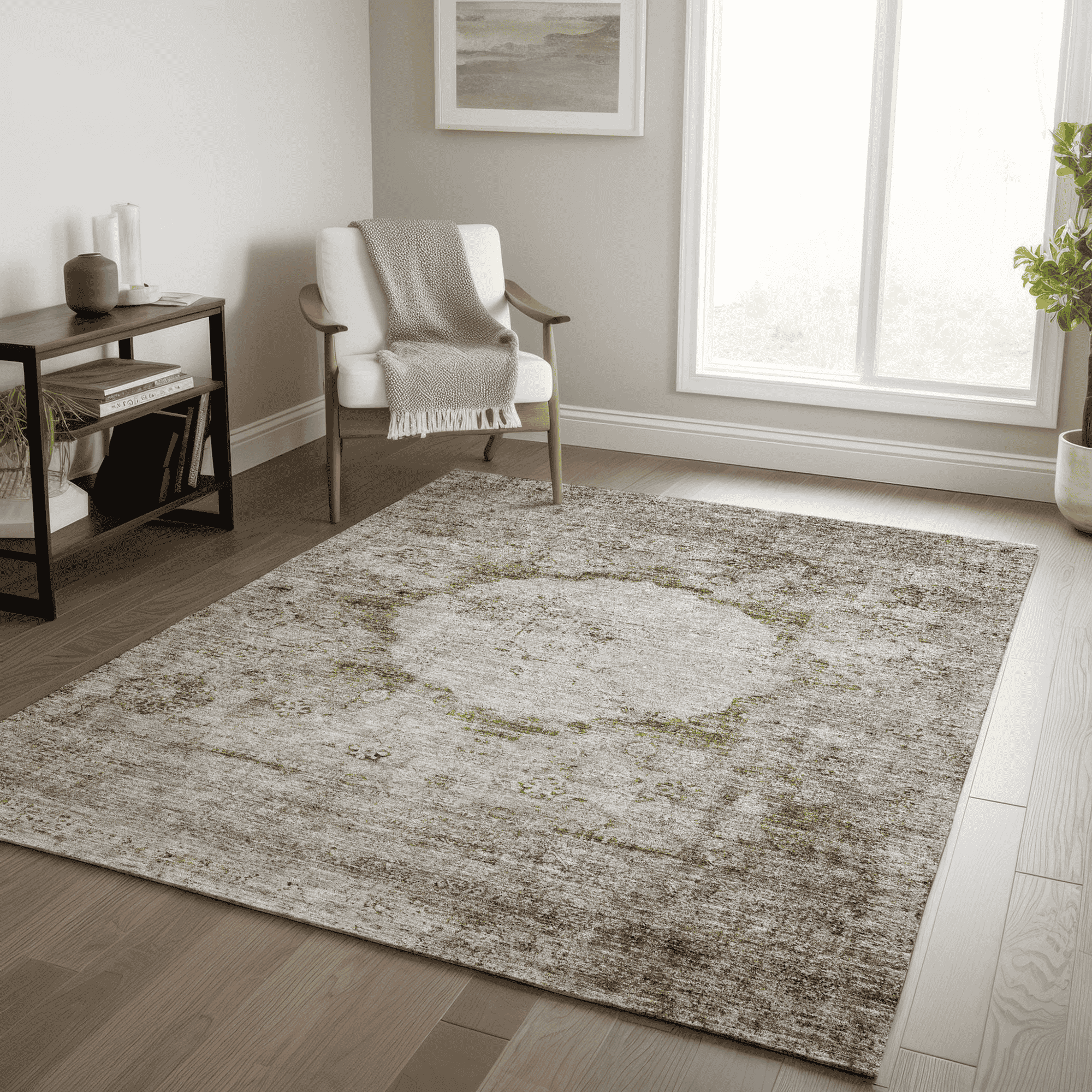 10' X 14' Taupe Brown And Gray Oriental Washable Indoor Outdoor Area Rug - 1 - Sports & Outdoor