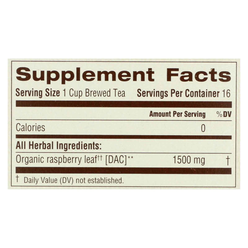 Traditional Medicinals Organic Raspberry Leaf Herbal Tea - Caffeine Free - 16 Bags