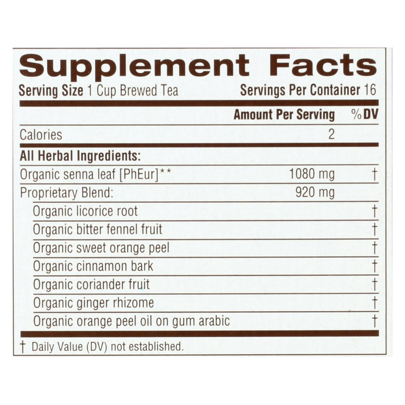 Traditional Medicinals Organic Senna Stimulant Laxative Tea - Caffeine Free - 16 Bags - GreatEagleInc