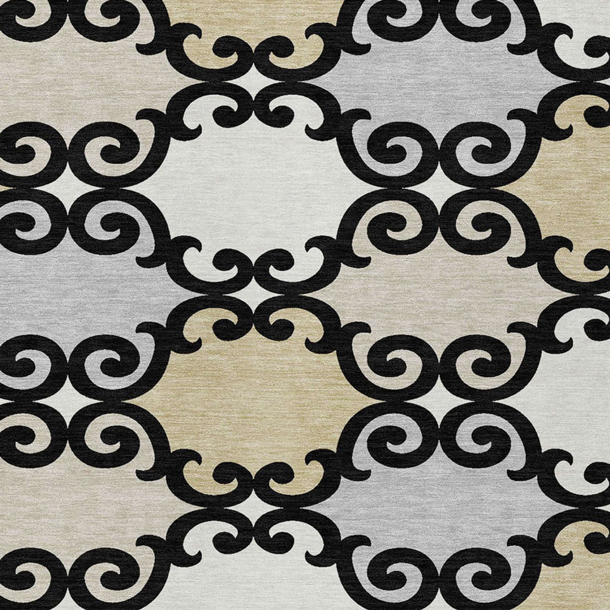 10' X 14' Black Gray And Ivory Trellis Washable Indoor Outdoor Area Rug - 1 - Sports & Outdoor