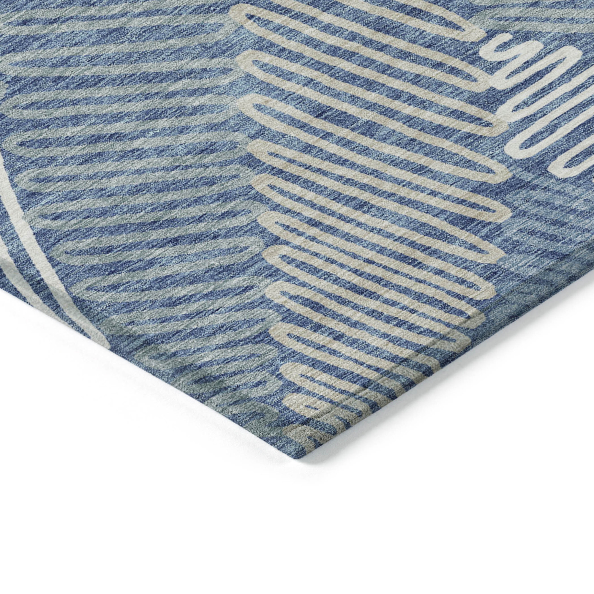 10' X 14' Blue Gray And Ivory Floral Washable Indoor Outdoor Area Rug - 1 - Sports & Outdoor