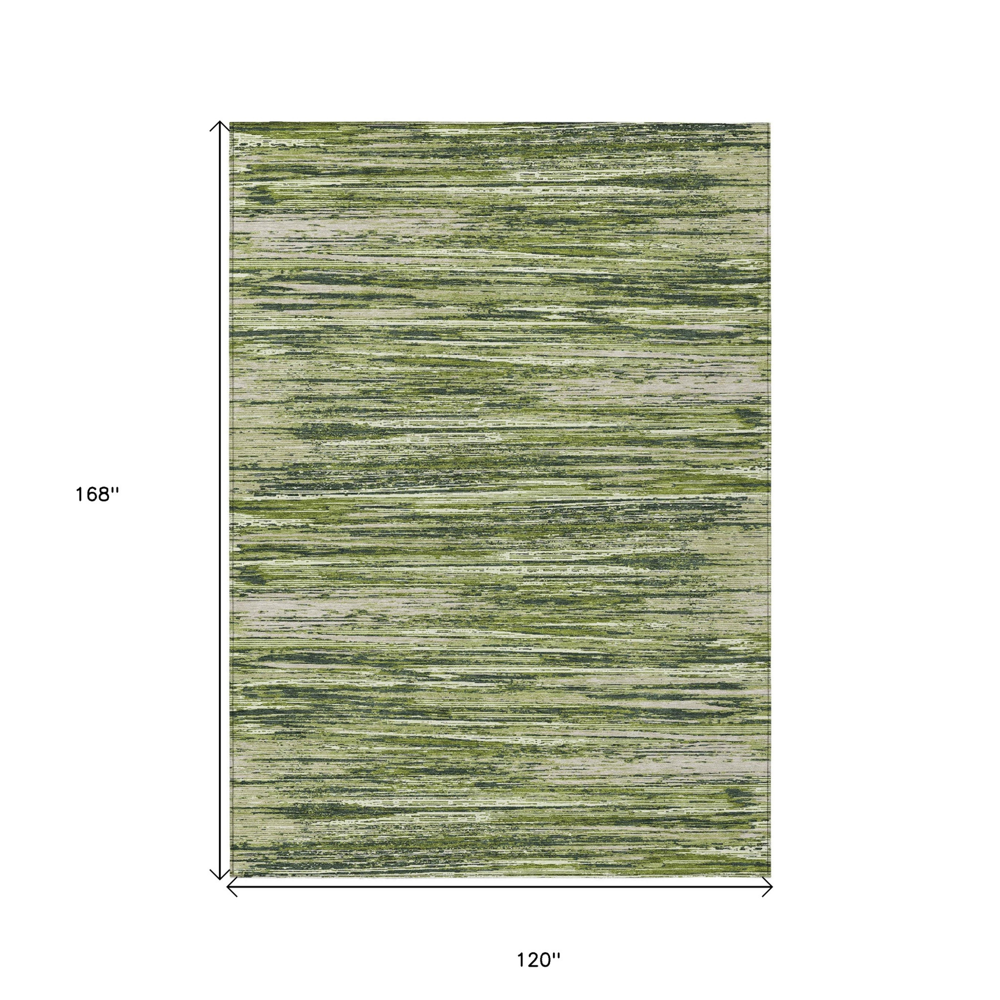 10' X 14' Olive Green And Ivory Striped Washable Indoor Outdoor Area Rug - 1 - Sports & Outdoor