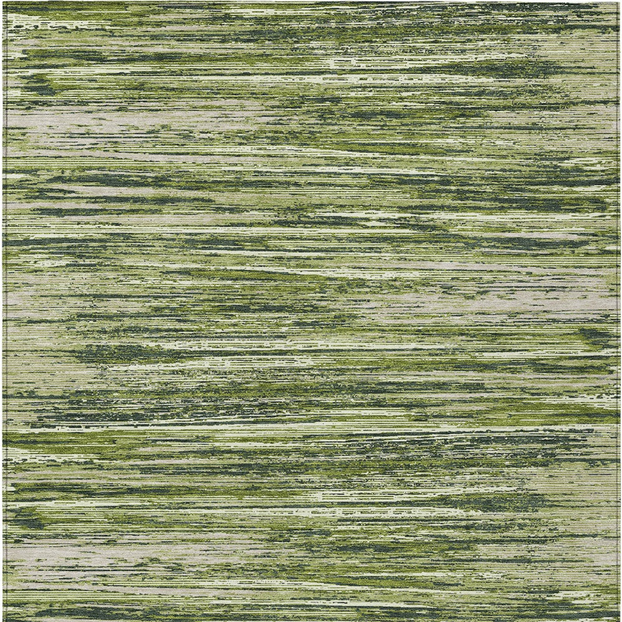 10' X 14' Olive Green And Ivory Striped Washable Indoor Outdoor Area Rug - 1 - Sports & Outdoor