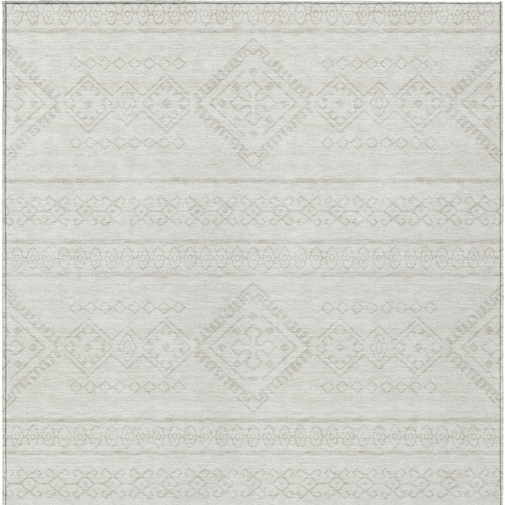 10' X 14' Ivory And Silver Southwestern Washable Indoor Outdoor Area Rug - 1 - Sports & Outdoor