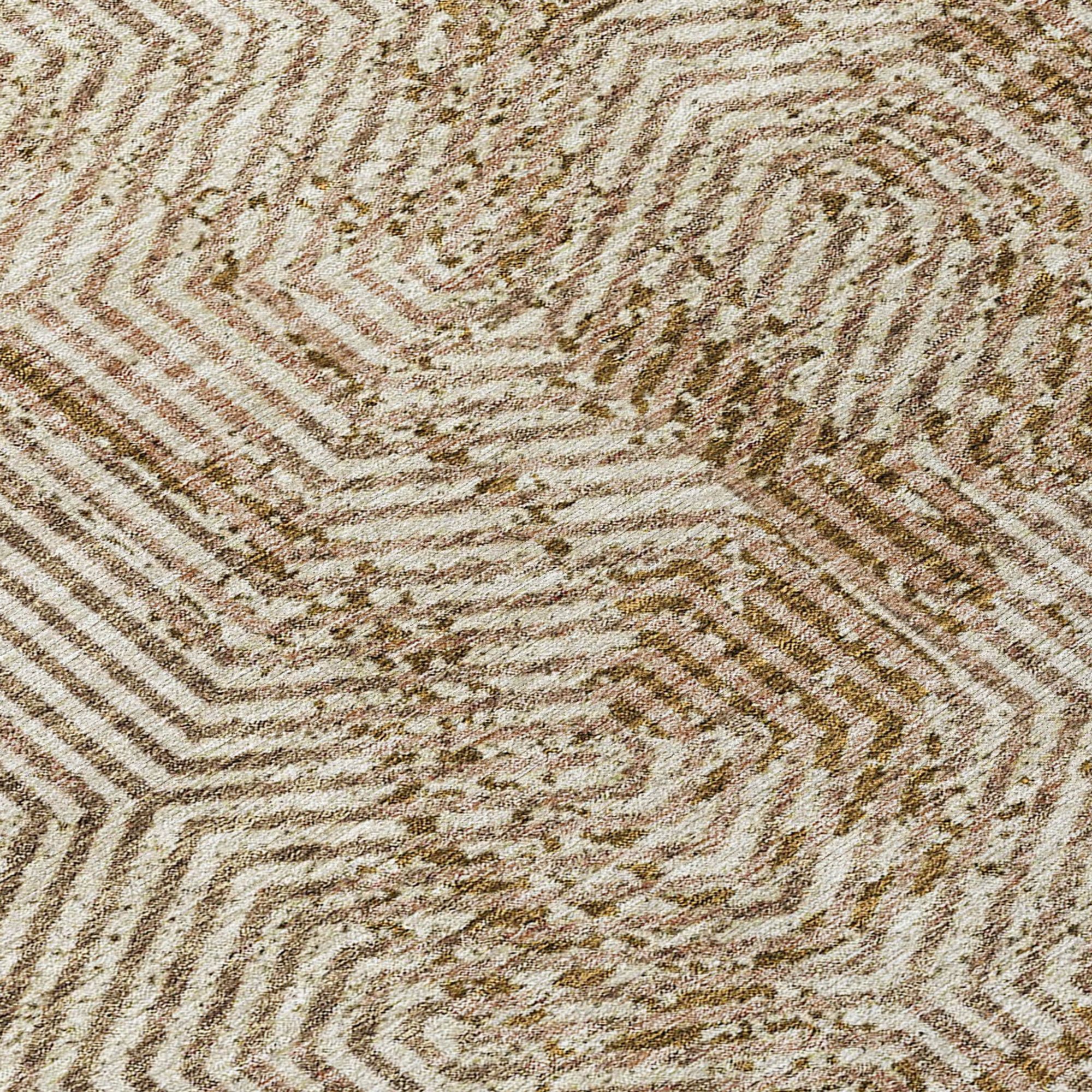 10' X 14' Brown And Beige Geometric Washable Indoor Outdoor Area Rug - 1 - Sports & Outdoor