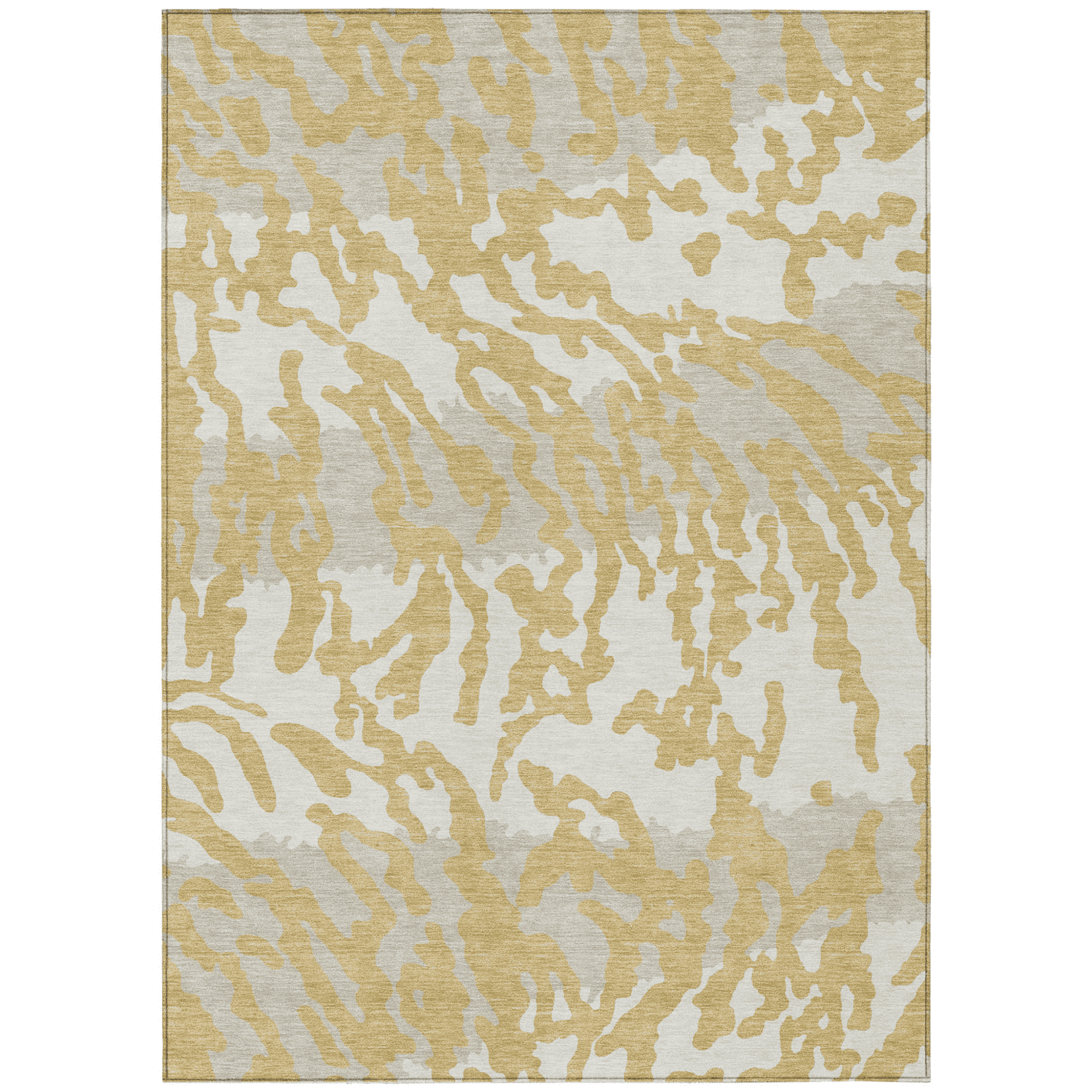 10' X 14' Gold Gray And Ivory Animal Print Washable Indoor Outdoor Area Rug - 1 - Sports & Outdoor