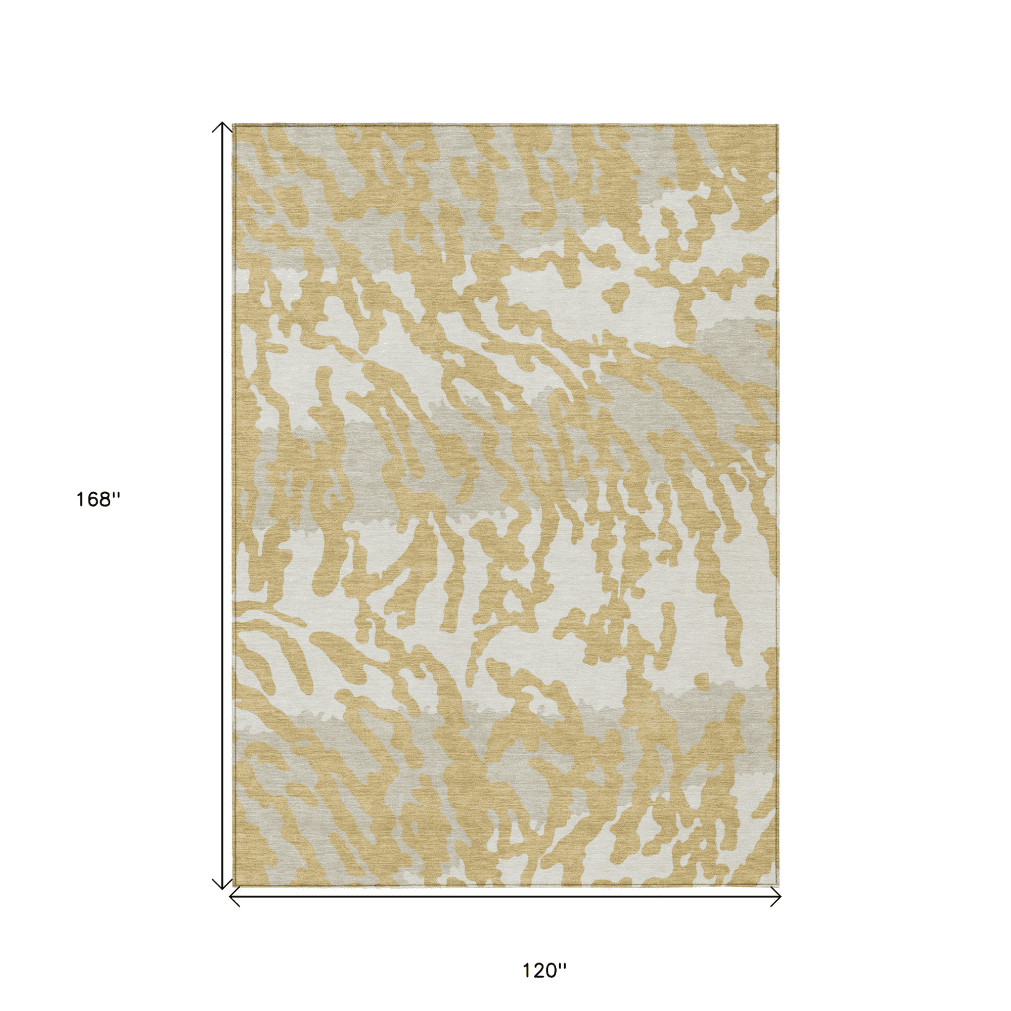 10' X 14' Gold Gray And Ivory Animal Print Washable Indoor Outdoor Area Rug - 1 - Sports & Outdoor