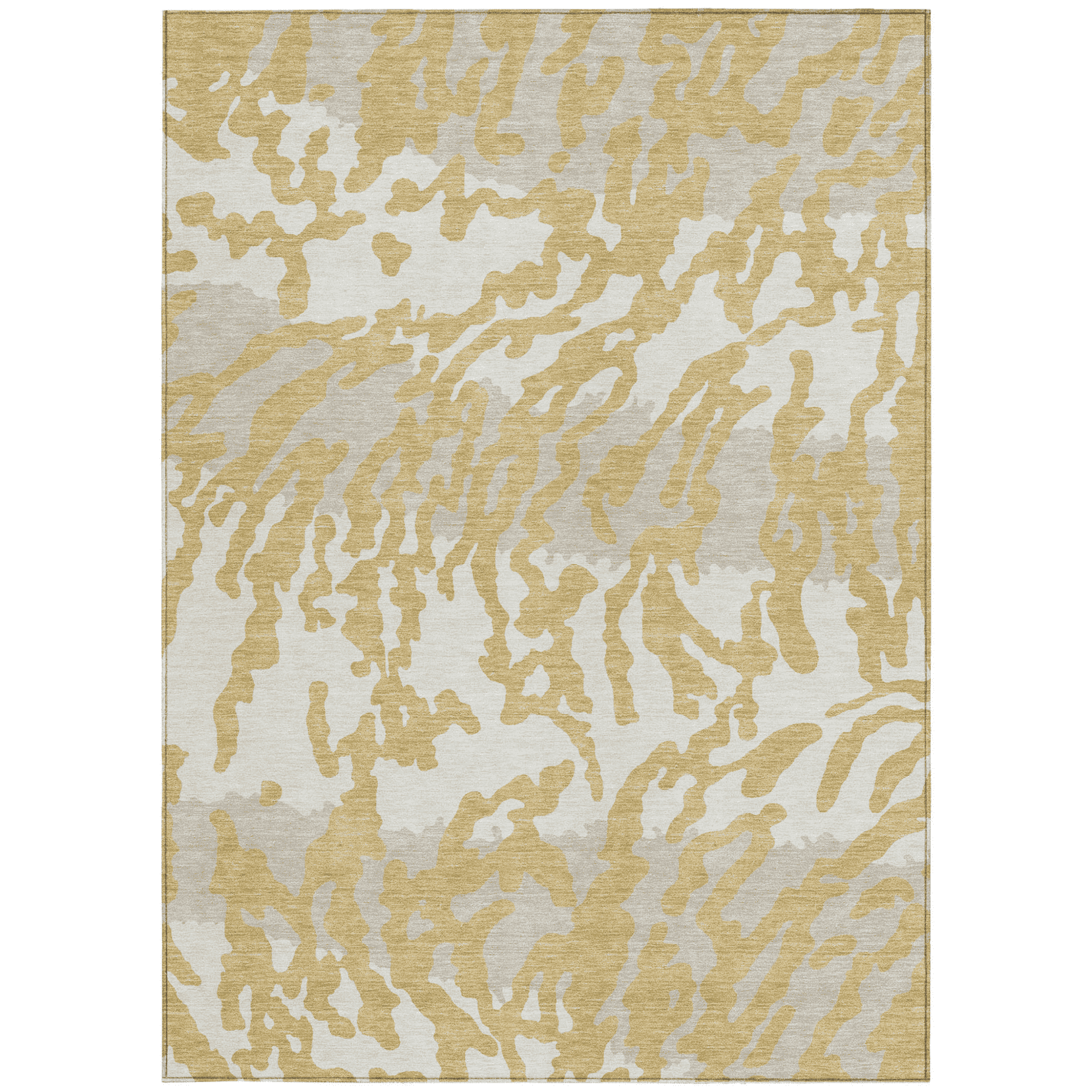 10' X 14' Gold Gray And Ivory Animal Print Washable Indoor Outdoor Area Rug - 1 - Sports & Outdoor