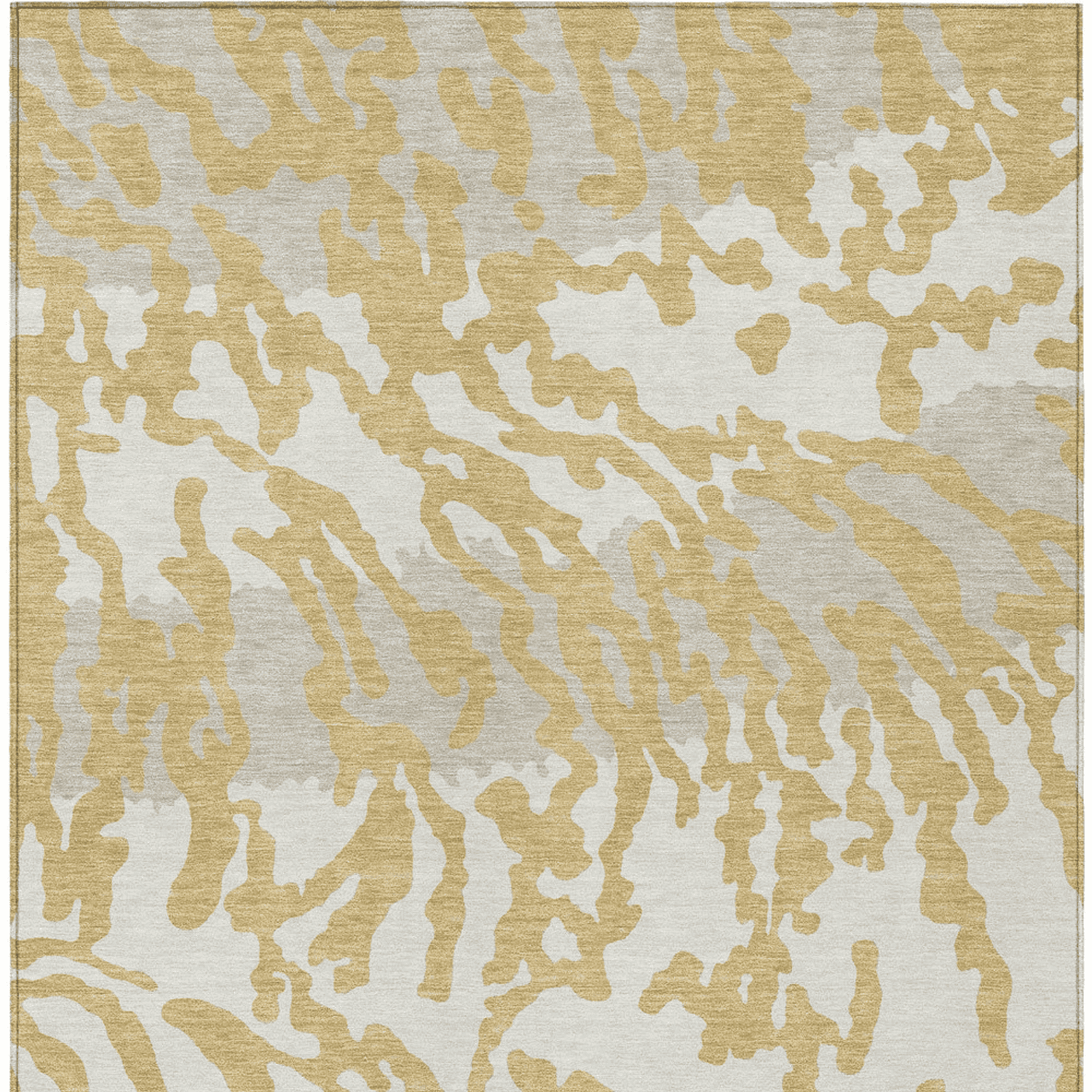 10' X 14' Gold Gray And Ivory Animal Print Washable Indoor Outdoor Area Rug - 1 - Sports & Outdoor