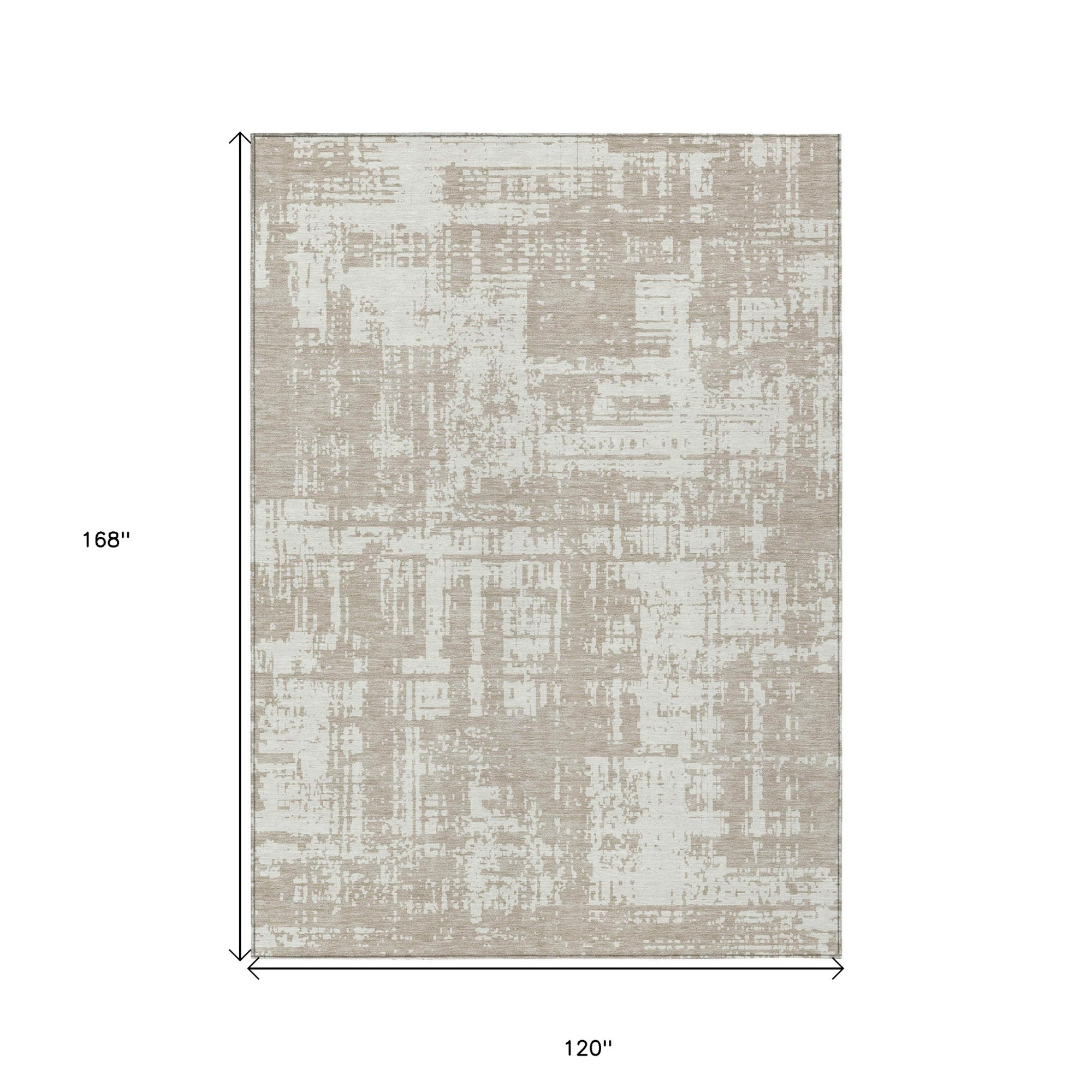 10' X 14' Taupe And Ivory Abstract Washable Indoor Outdoor Area Rug - 1 - Sports & Outdoor
