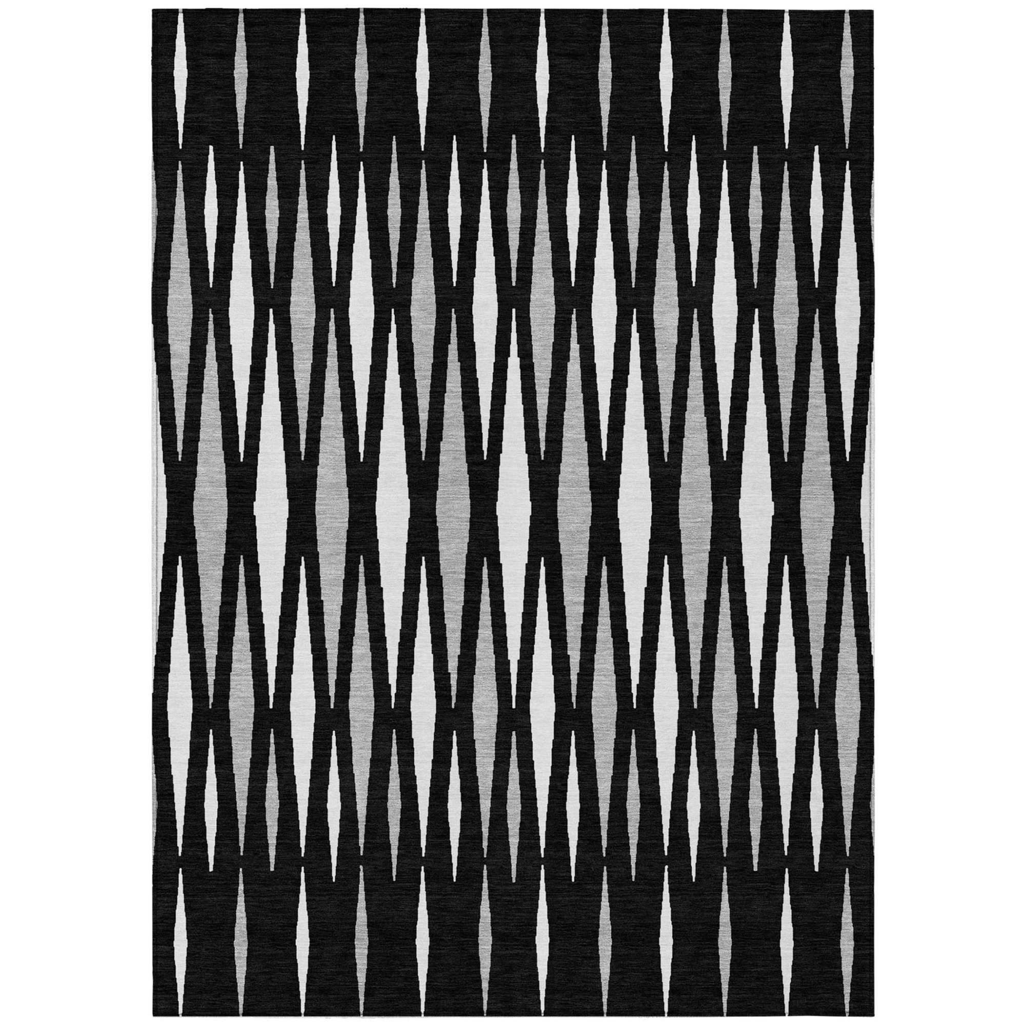 10' X 14' Black Ivory And Gray Geometric Washable Indoor Outdoor Area Rug Sports & Outdoor