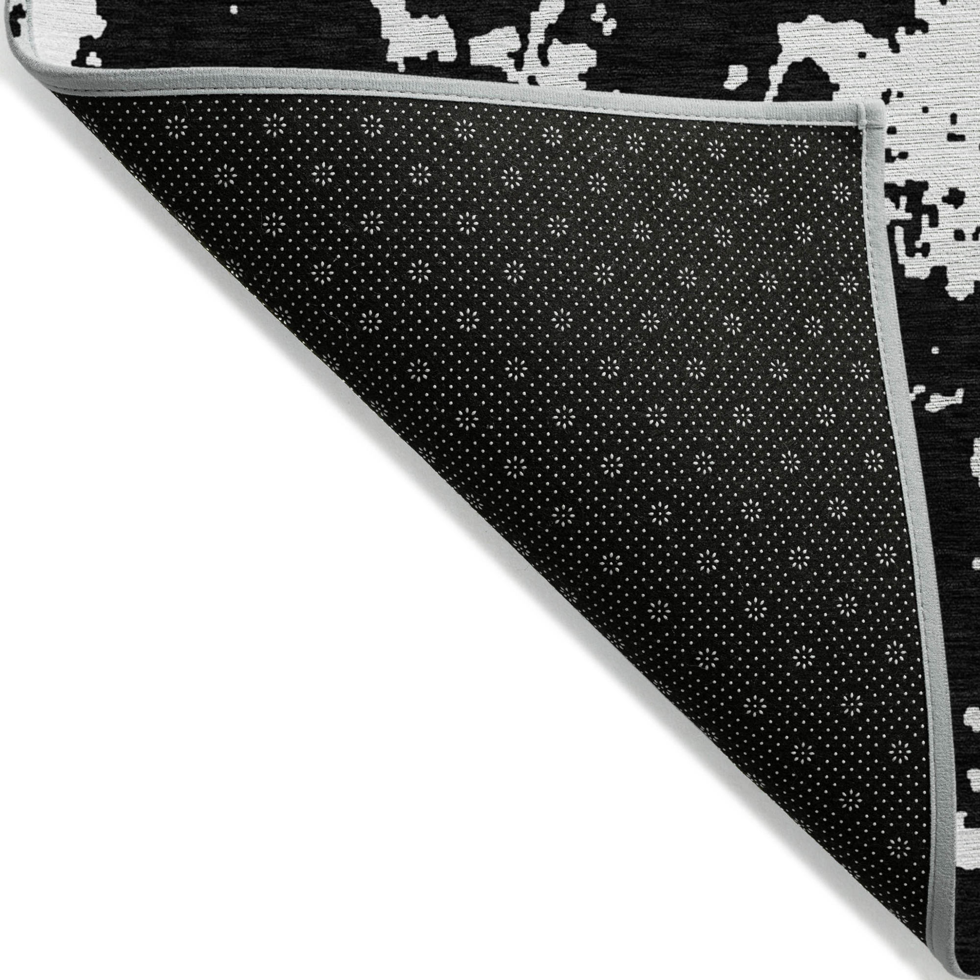 10' X 14' Black And Ivory Abstract Washable Indoor Outdoor Area Rug - 1 - Sports & Outdoor