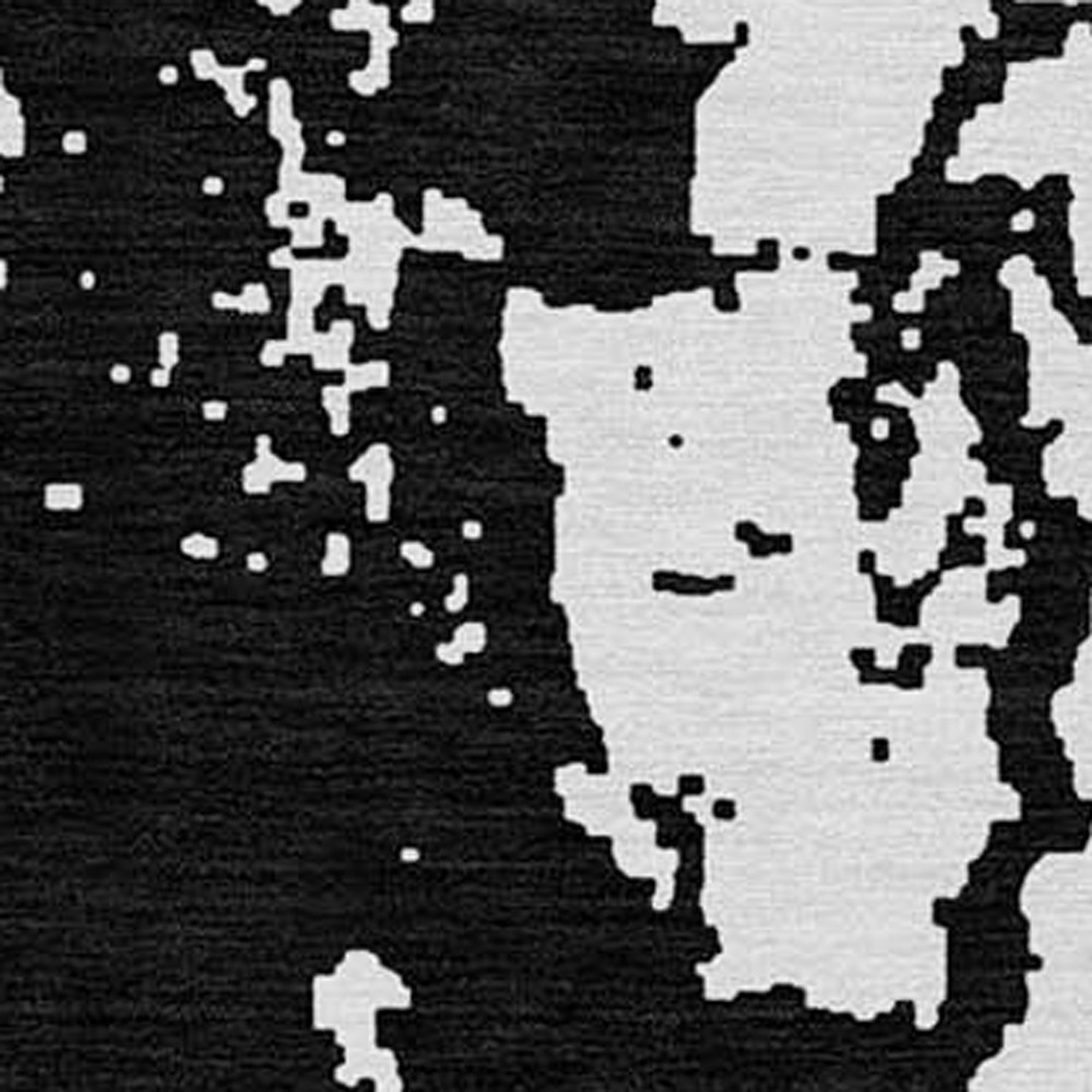 10' X 14' Black And Ivory Abstract Washable Indoor Outdoor Area Rug - 1 - Sports & Outdoor