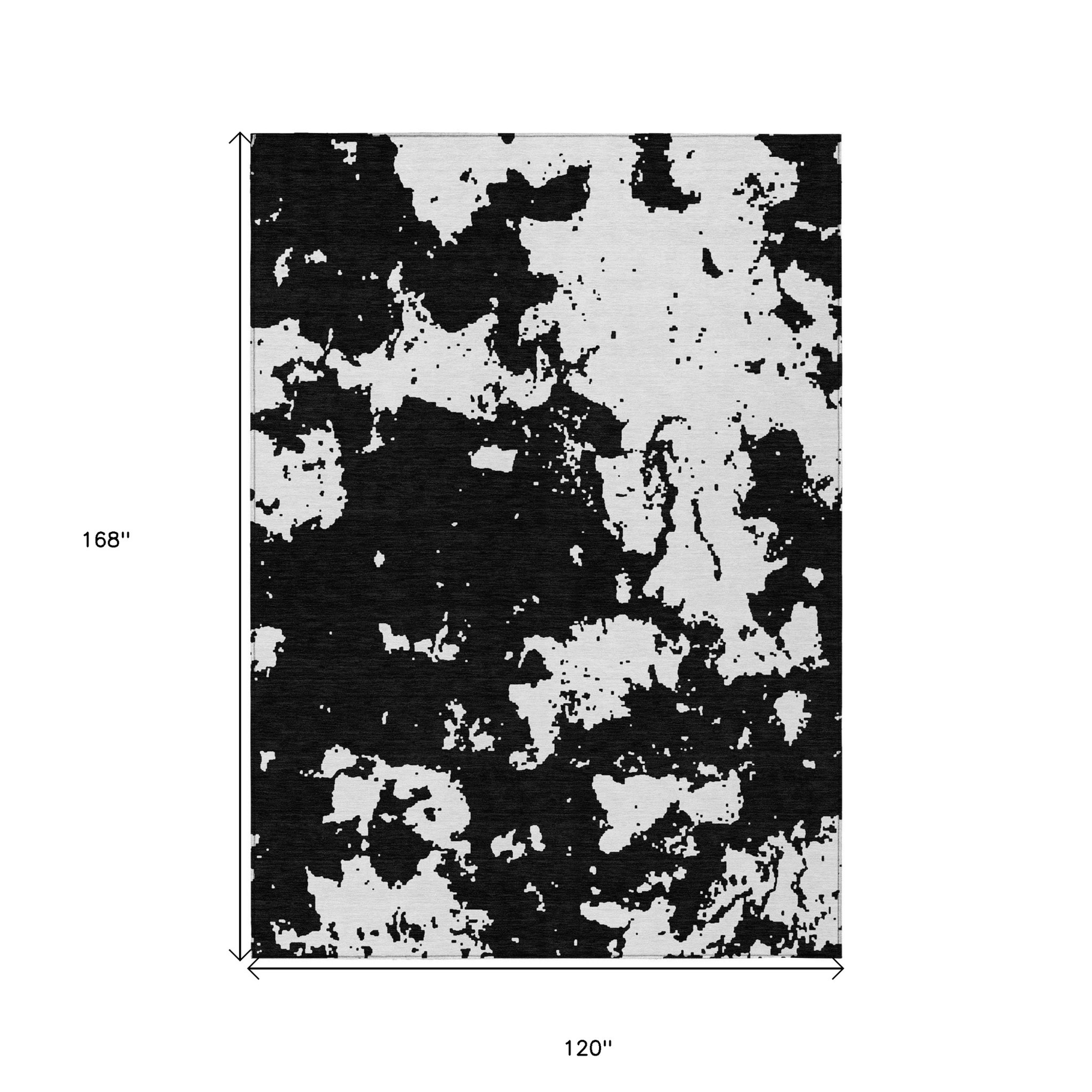 10' X 14' Black And Ivory Abstract Washable Indoor Outdoor Area Rug - 1 - Sports & Outdoor