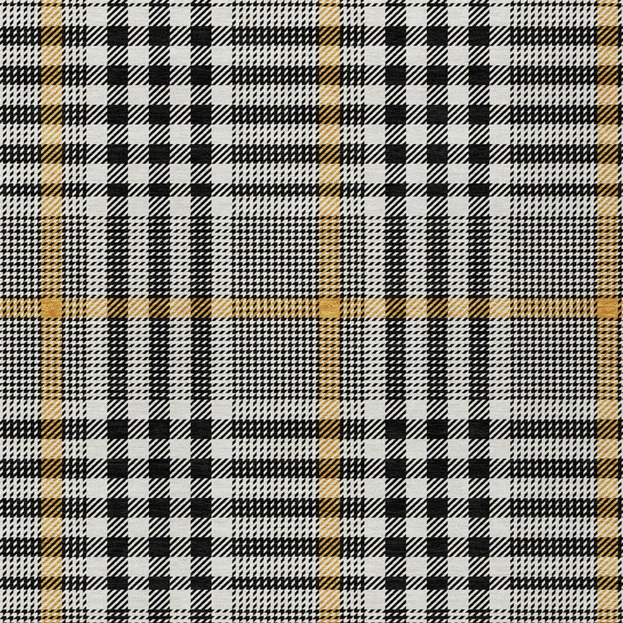 10' X 14' Black Gold And Ivory Plaid Washable Indoor Outdoor Area Rug - 1 - Sports & Outdoor