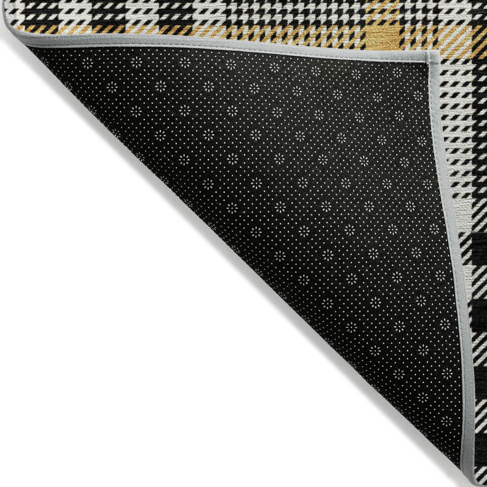 10' X 14' Black Gold And Ivory Plaid Washable Indoor Outdoor Area Rug - 1 - Sports & Outdoor