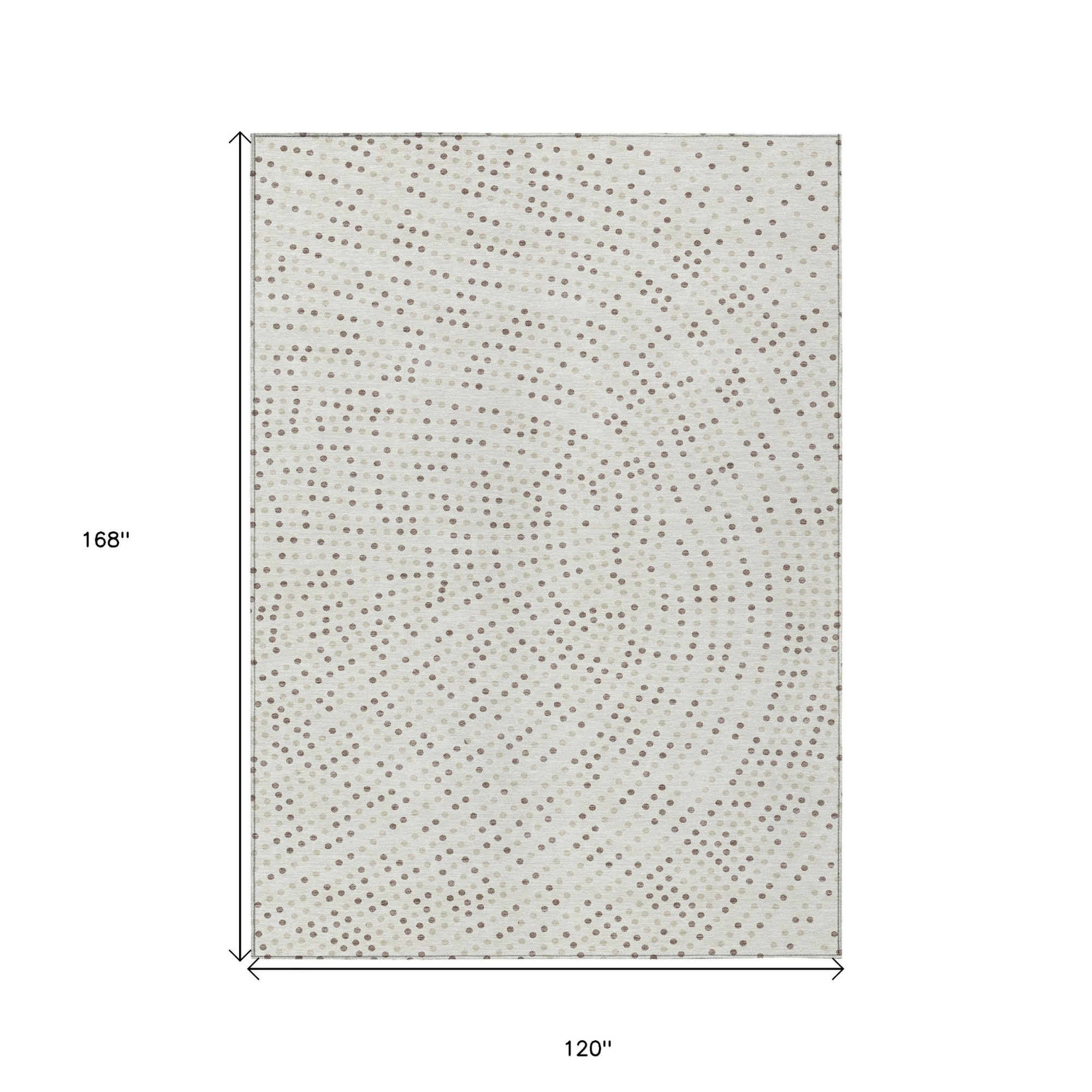 10' X 14' Ivory And Brown Polka Dot Washable Indoor Outdoor Area Rug - 1 - Sports & Outdoor