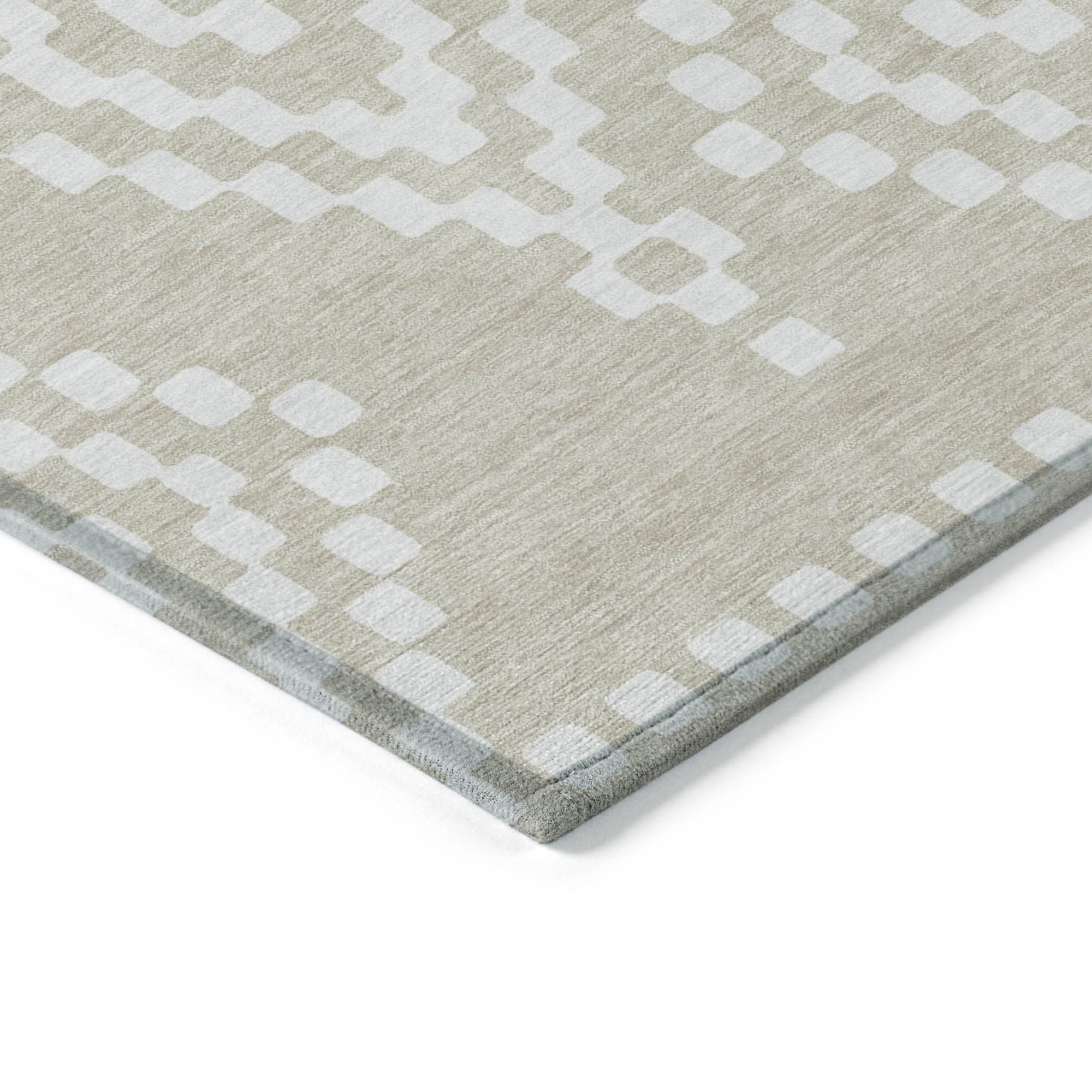 10' X 14' Beige And Ivory Geometric Washable Indoor Outdoor Area Rug - 1 - Sports & Outdoor