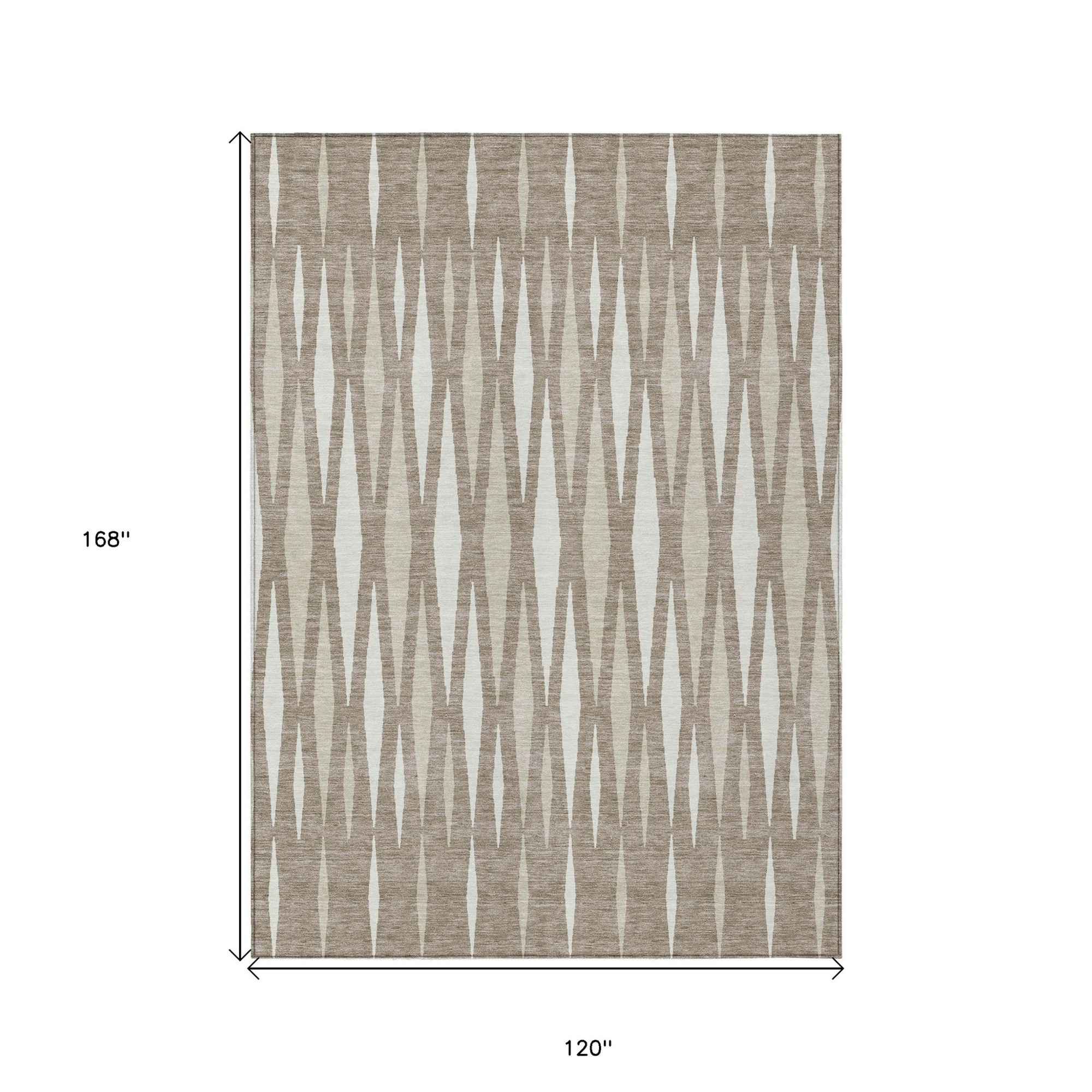 10' X 14' Taupe Beige And Ivory Geometric Washable Indoor Outdoor Area Rug - 1 - Sports & Outdoor